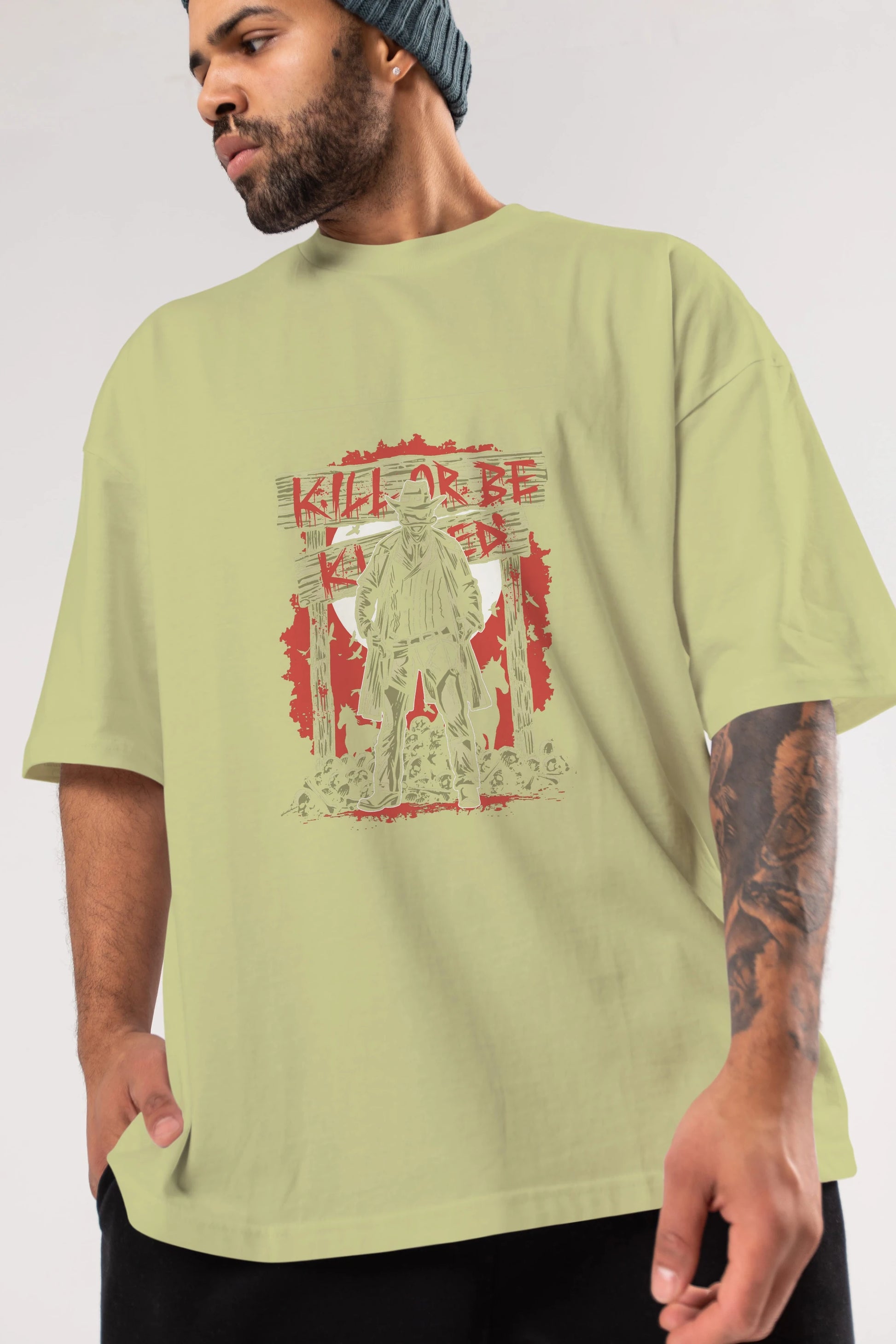 Kill Or Be Killed Ön Baskılı Oversize t-shirt Erkek Kadın Unisex %100 Pamuk tişort