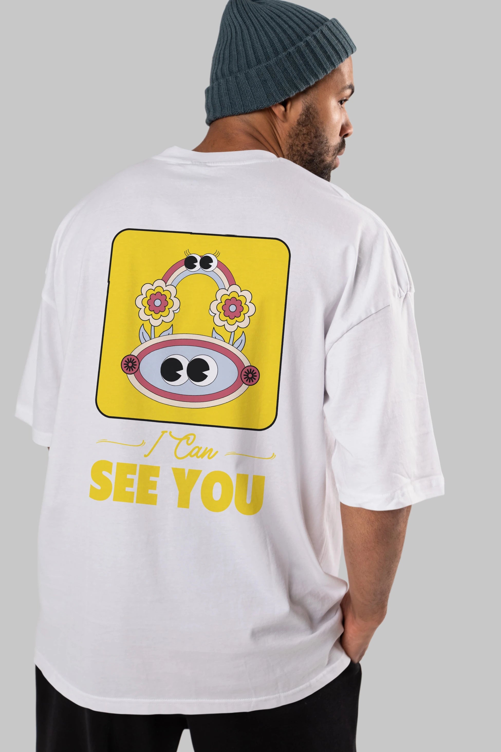 I Can See You Yazılı Arka Baskılı Oversize t-shirt Erkek Kadın Unisex