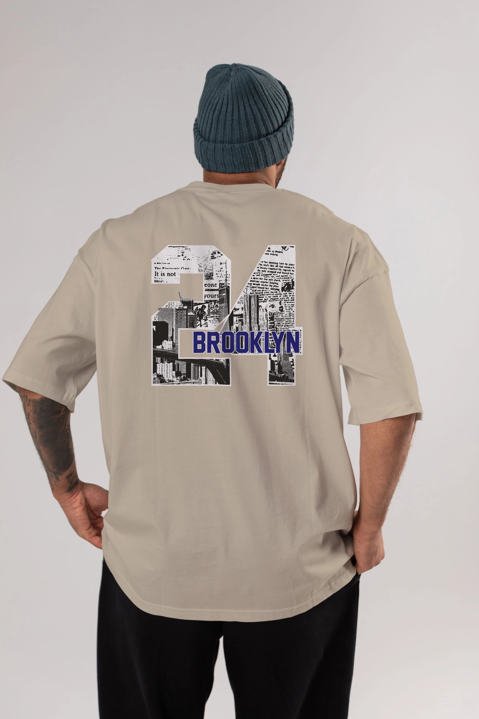 Brooklyn 24 Arka Baskılı Oversize t-shirt Erkek Kadın Unisex