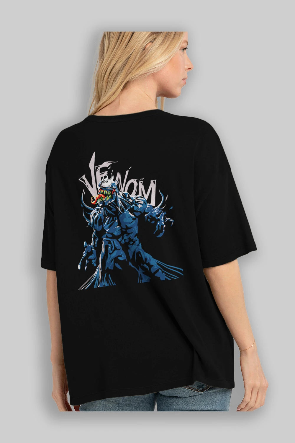 Venom (8) Arka Baskılı Oversize t-shirt Erkek Kadın Unisex %100 Pamuk Bisiklet Yaka tişort
