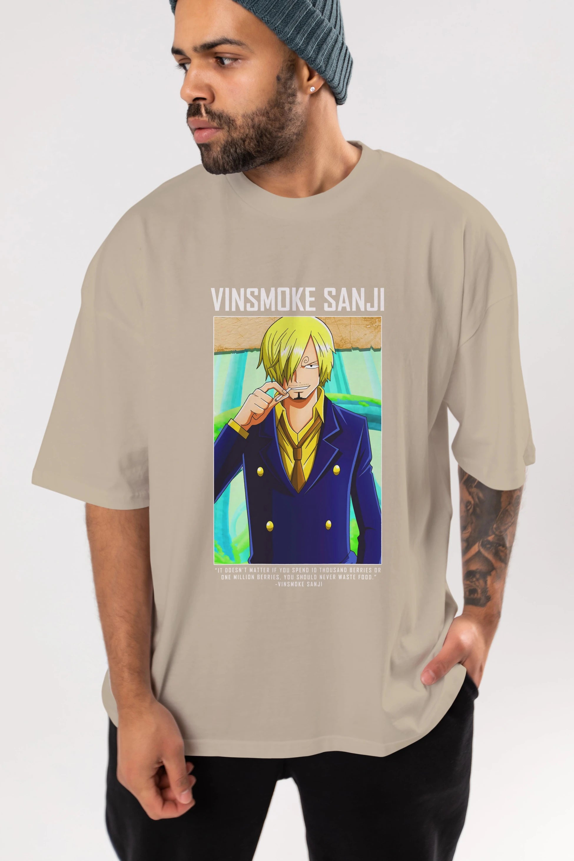 Sanji 2 Anime Ön Baskılı Oversize t-shirt Erkek Kadın Unisex