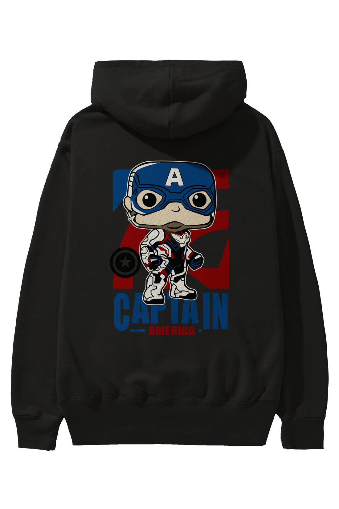 Captain America Arka Baskılı Hoodie Oversize Kapüşonlu Sweatshirt Erkek Kadın Unisex