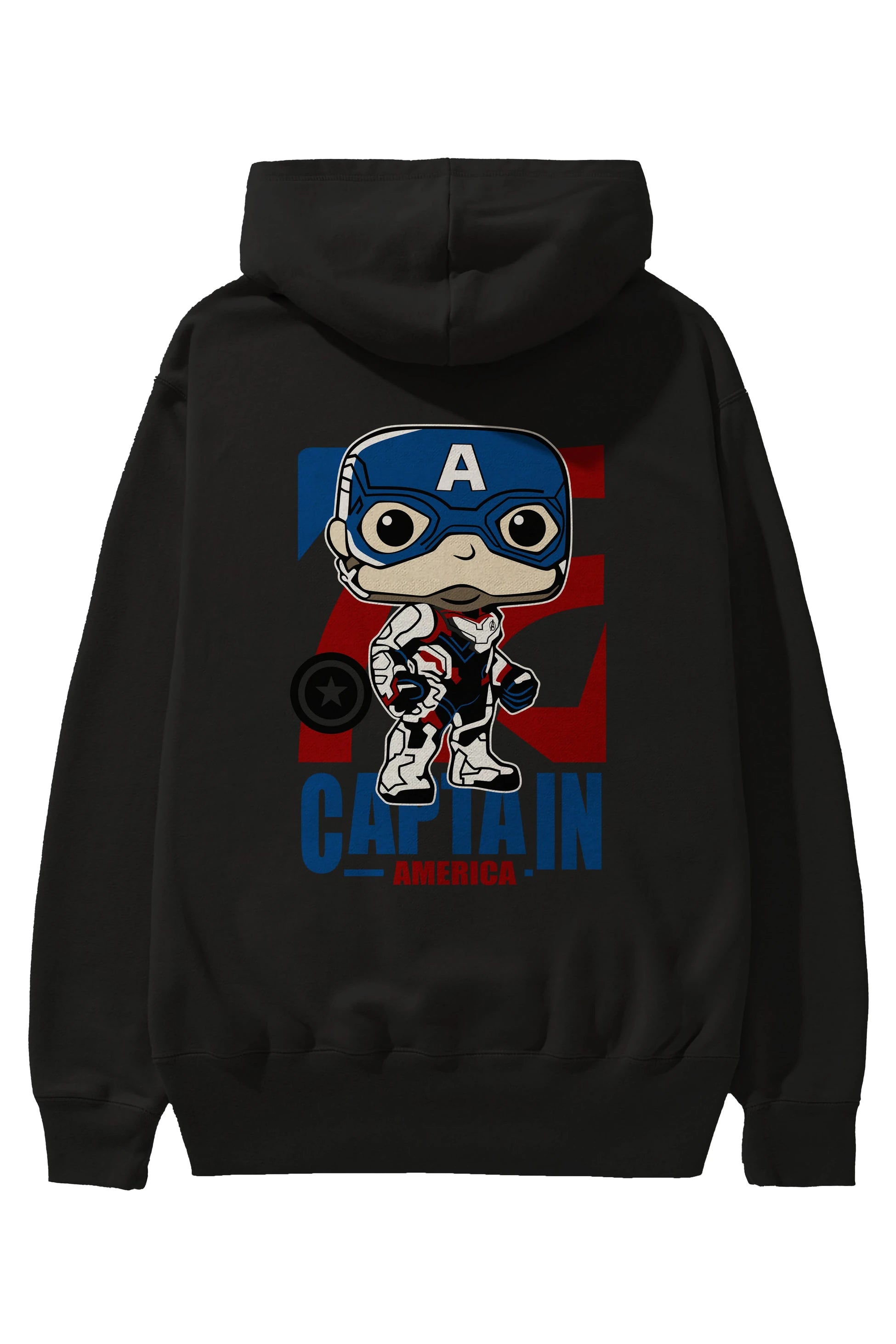 Captain America Arka Baskılı Hoodie Oversize Kapüşonlu Sweatshirt Erkek Kadın Unisex