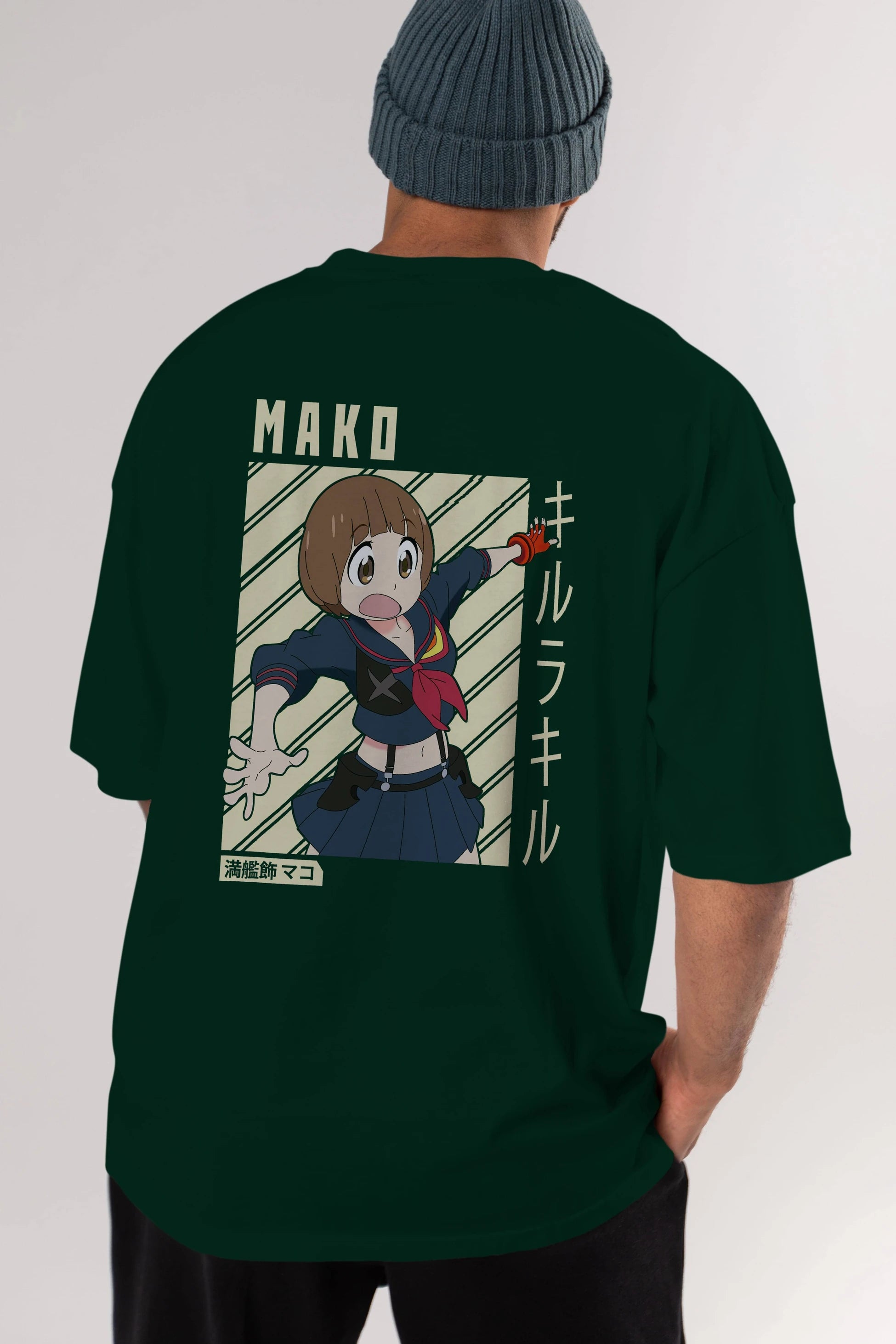 Mako Mankanshoku 1 Anime Arka Baskılı Oversize t-shirt Erkek Kadın Unisex