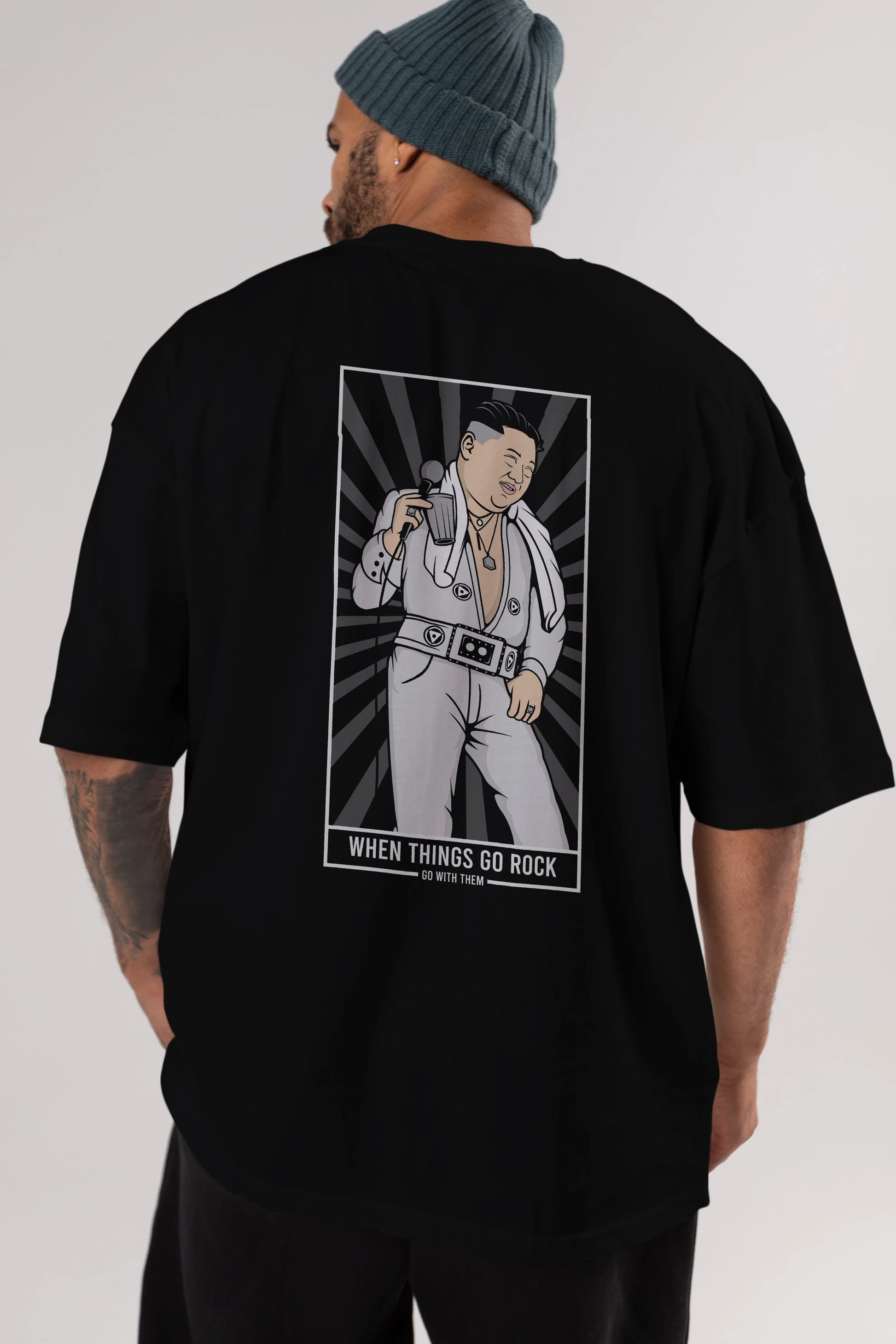 Kim Elvis Arka Baskılı Oversize t-shirt Erkek Kadın Unisex %100 Pamuk tişort