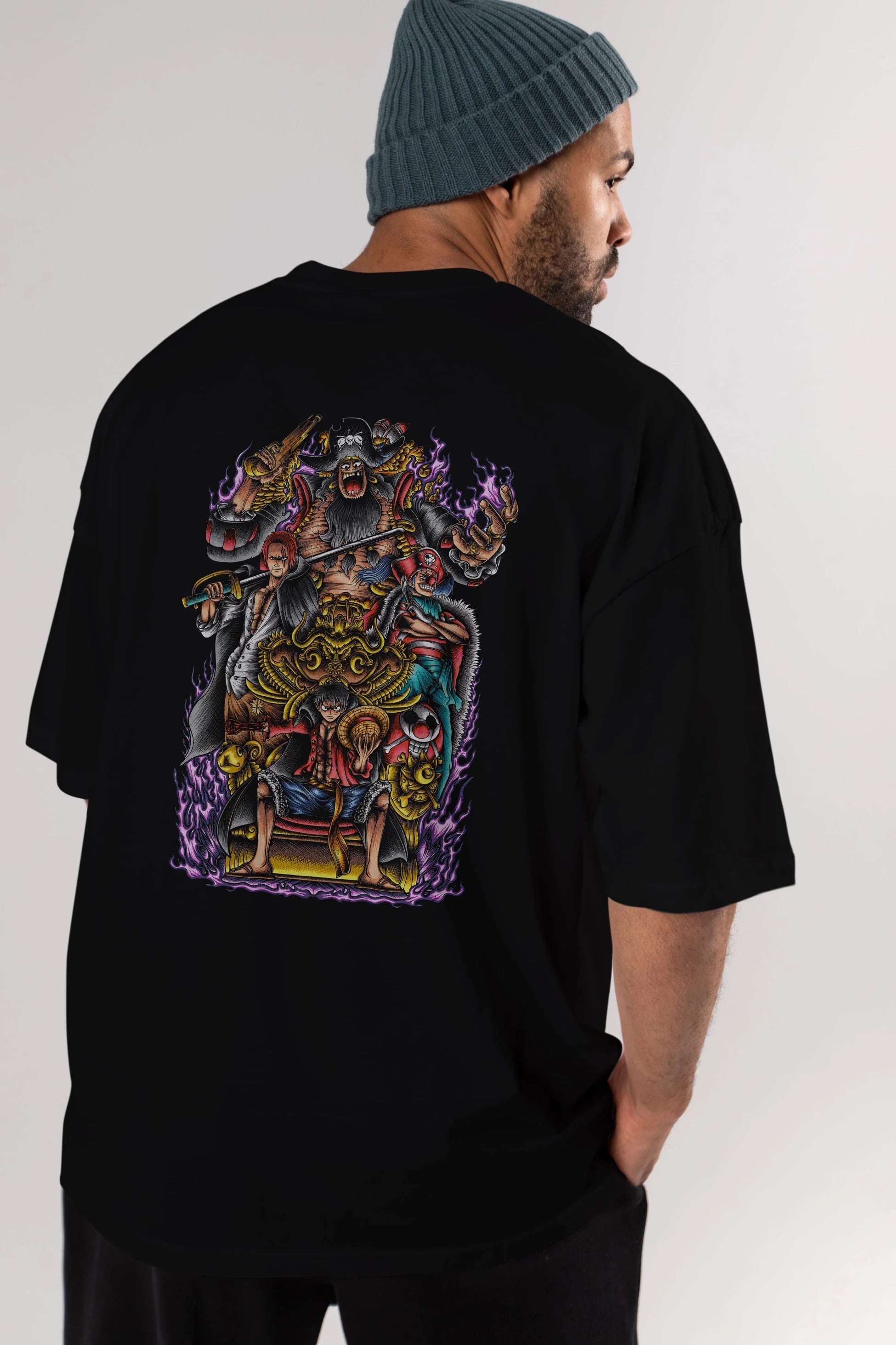 ONE PIECE (8) Anime Arka Baskılı Oversize t-shirt Erkek Kadın Unisex