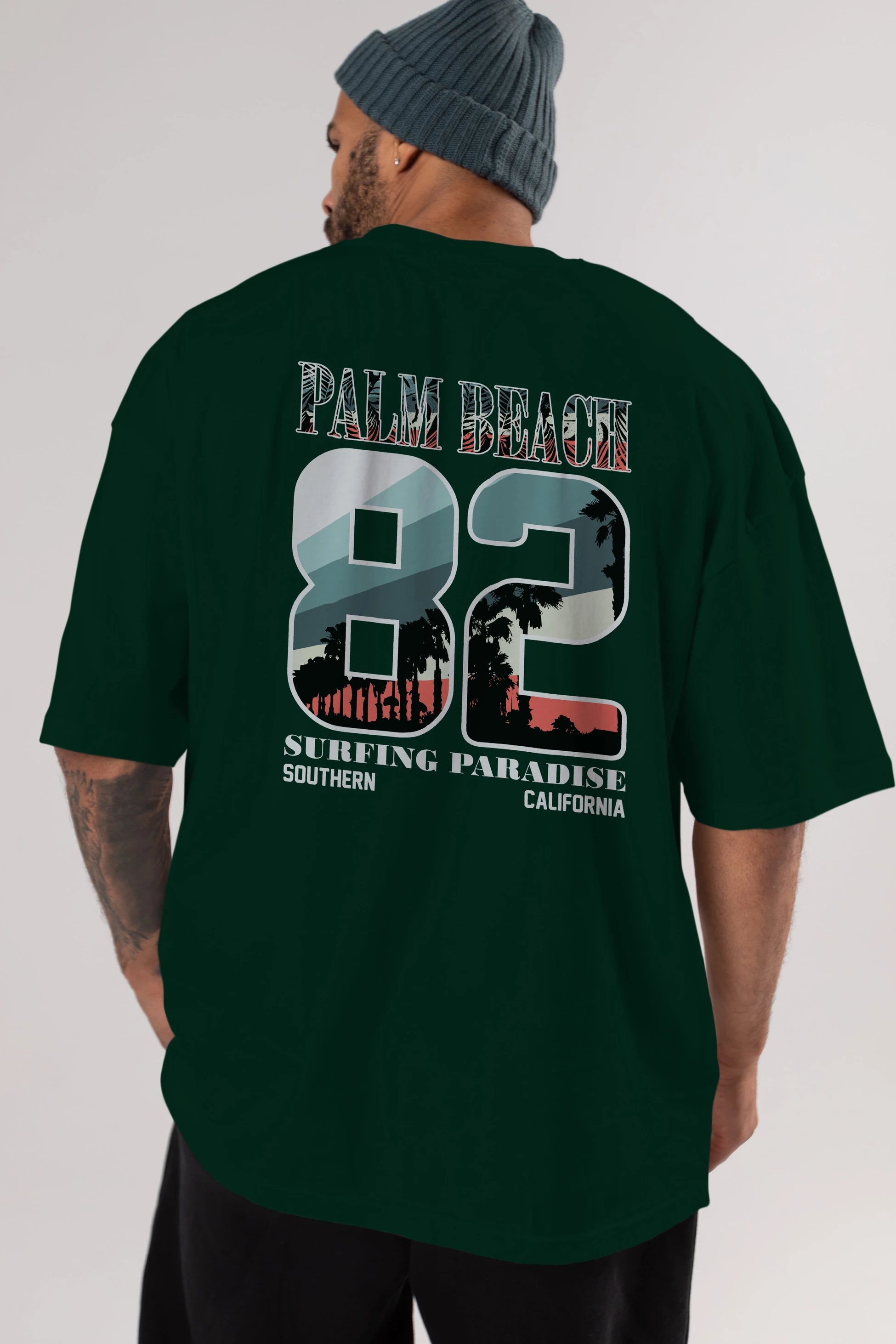 Palm Beach 82 Arka Baskılı Oversize t-shirt Erkek Kadın Unisex