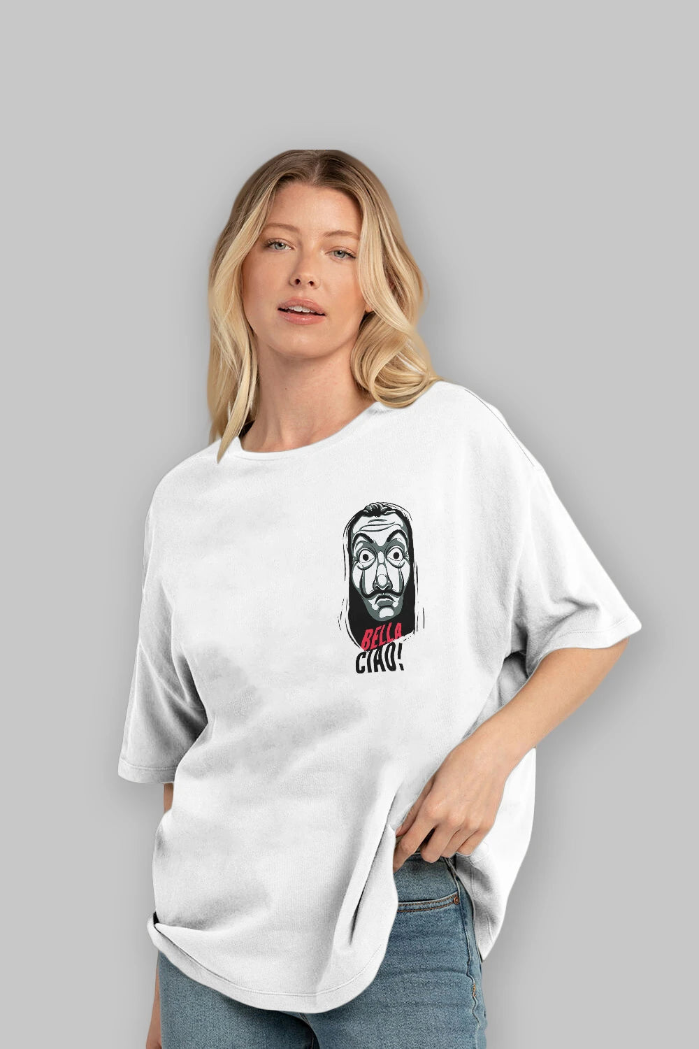 La Casa De Papel (12) Ön Sol Baskılı Oversize t-shirt Erkek Kadın Unisex %100 Pamuk Bisiklet Yaka tişort