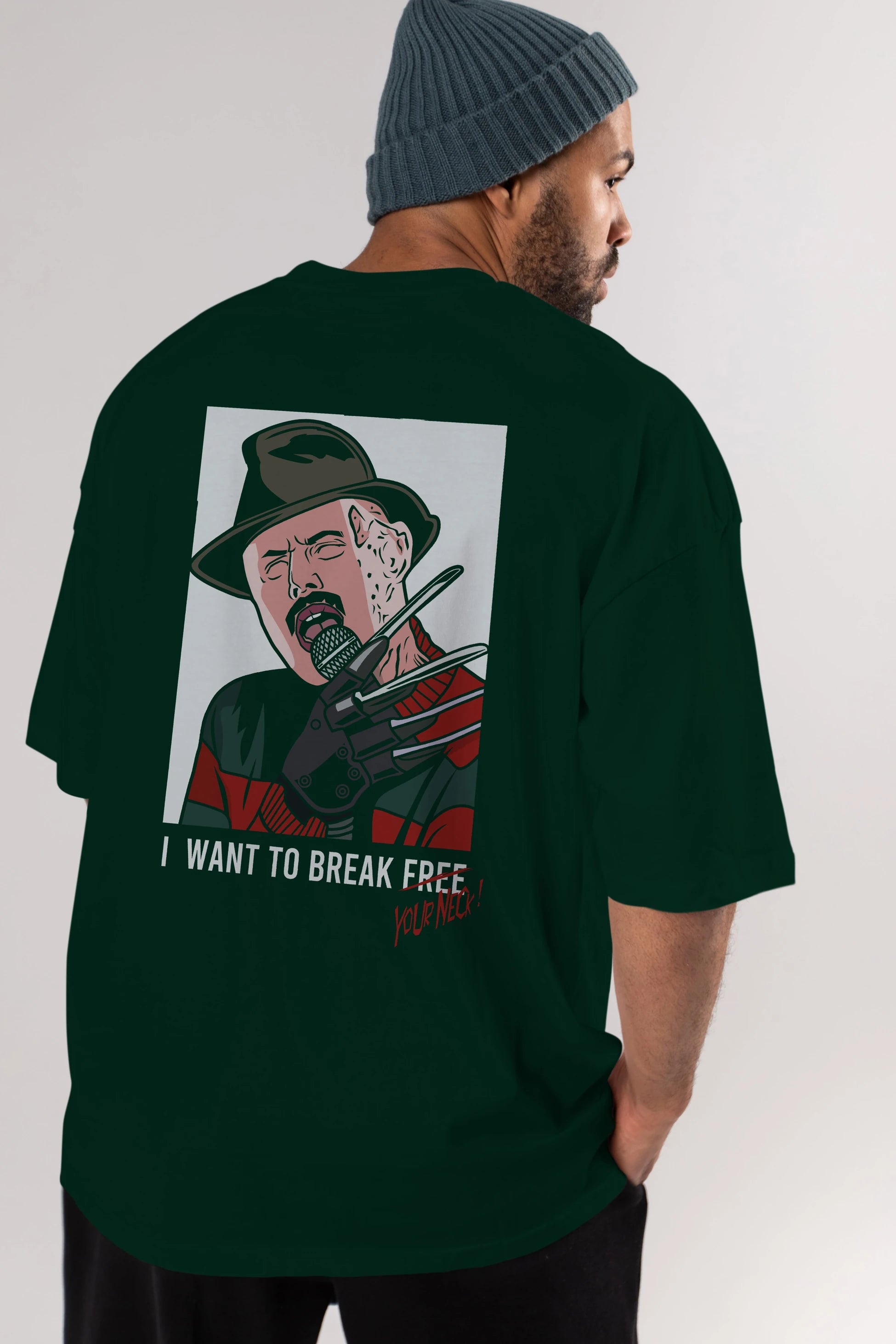 Freddy Merkrueger Arka Baskılı Oversize t-shirt Erkek Kadın Unisex %100 Pamuk tişort