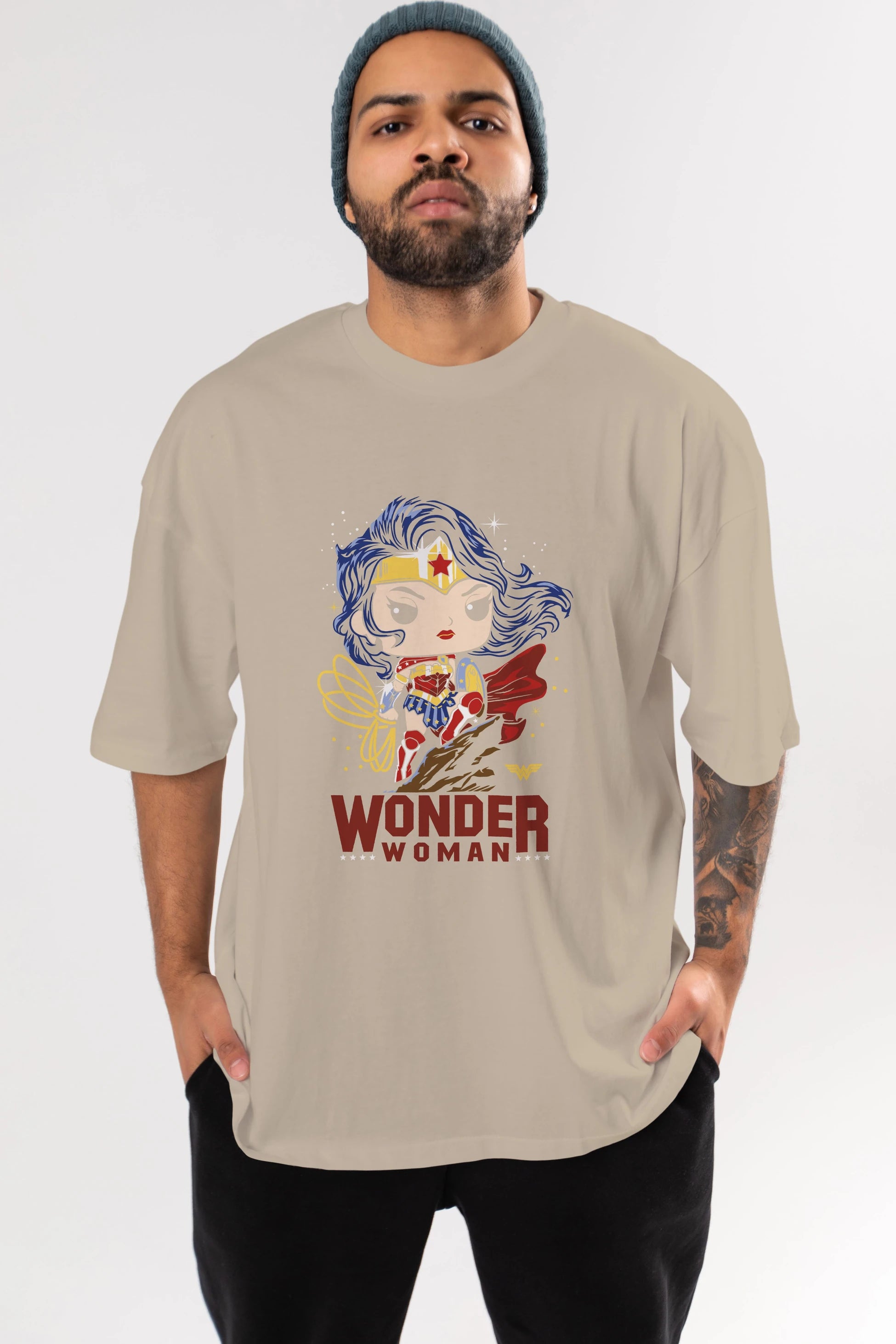 Wonder Woman (2) Ön Baskılı Oversize t-shirt Erkek Kadın Unisex %100 Pamuk Bisiklet Yaka tişort
