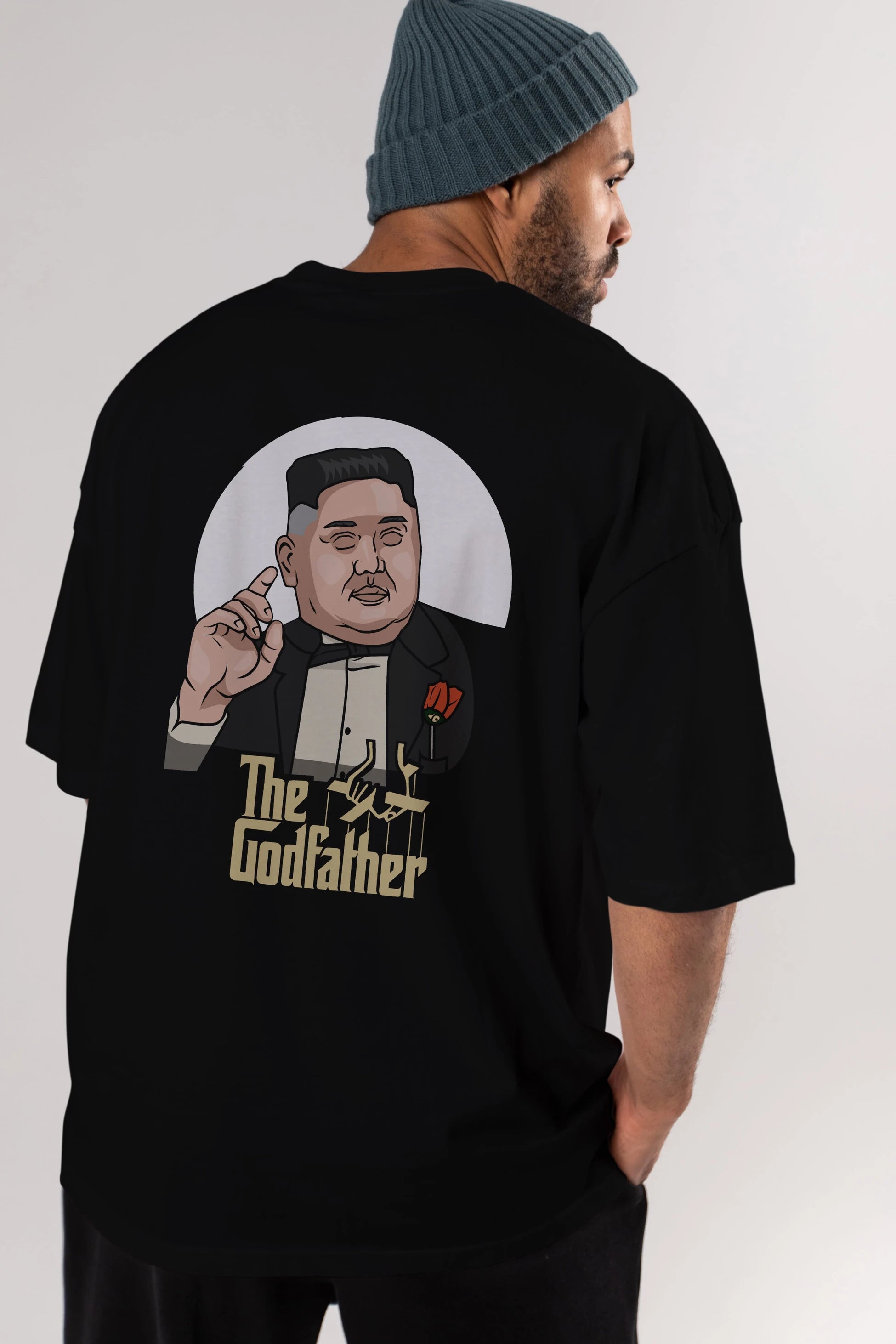 Godfather Jong Un Arka Baskılı Oversize t-shirt Erkek Kadın Unisex %100 Pamuk tişort