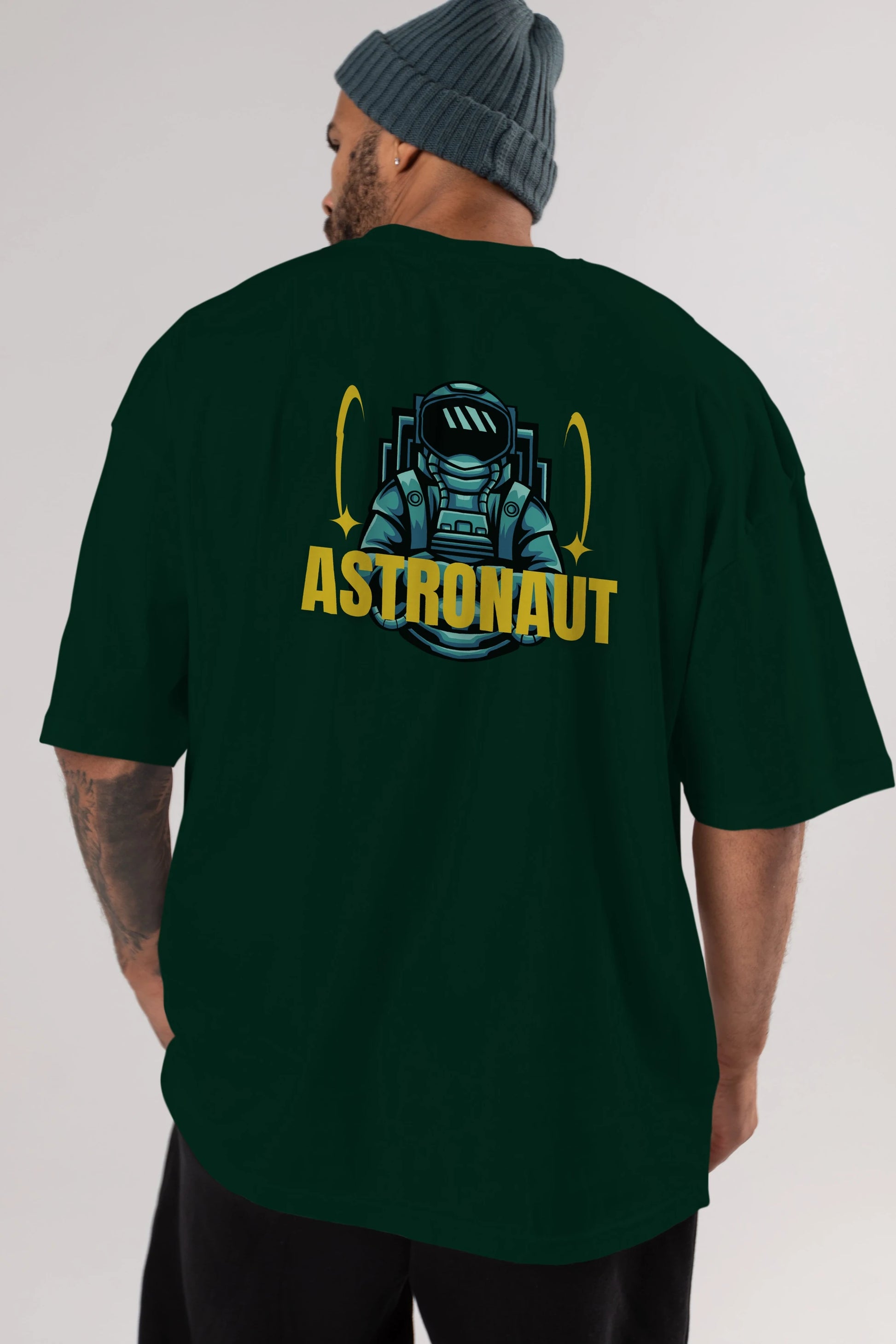 Astronaut Arka Baskılı Oversize t-shirt Erkek Kadın Unisex
