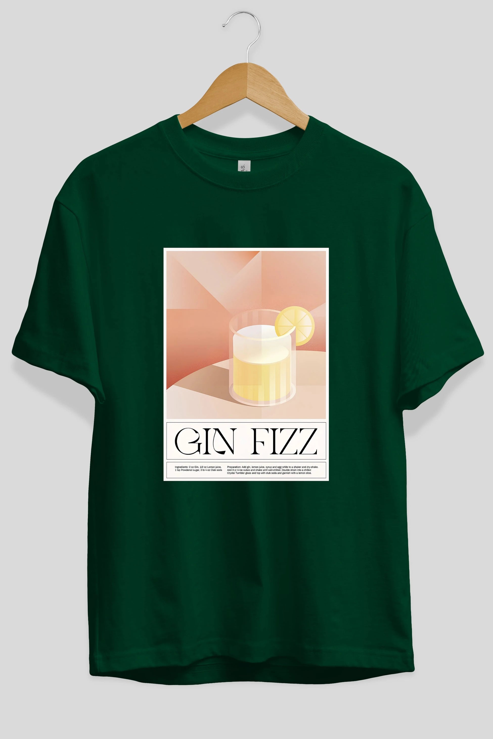 Gin Fizz Ön Baskılı Oversize t-shirt Erkek Kadın Unisex %100 Pamuk Bisiklet Yaka tişort