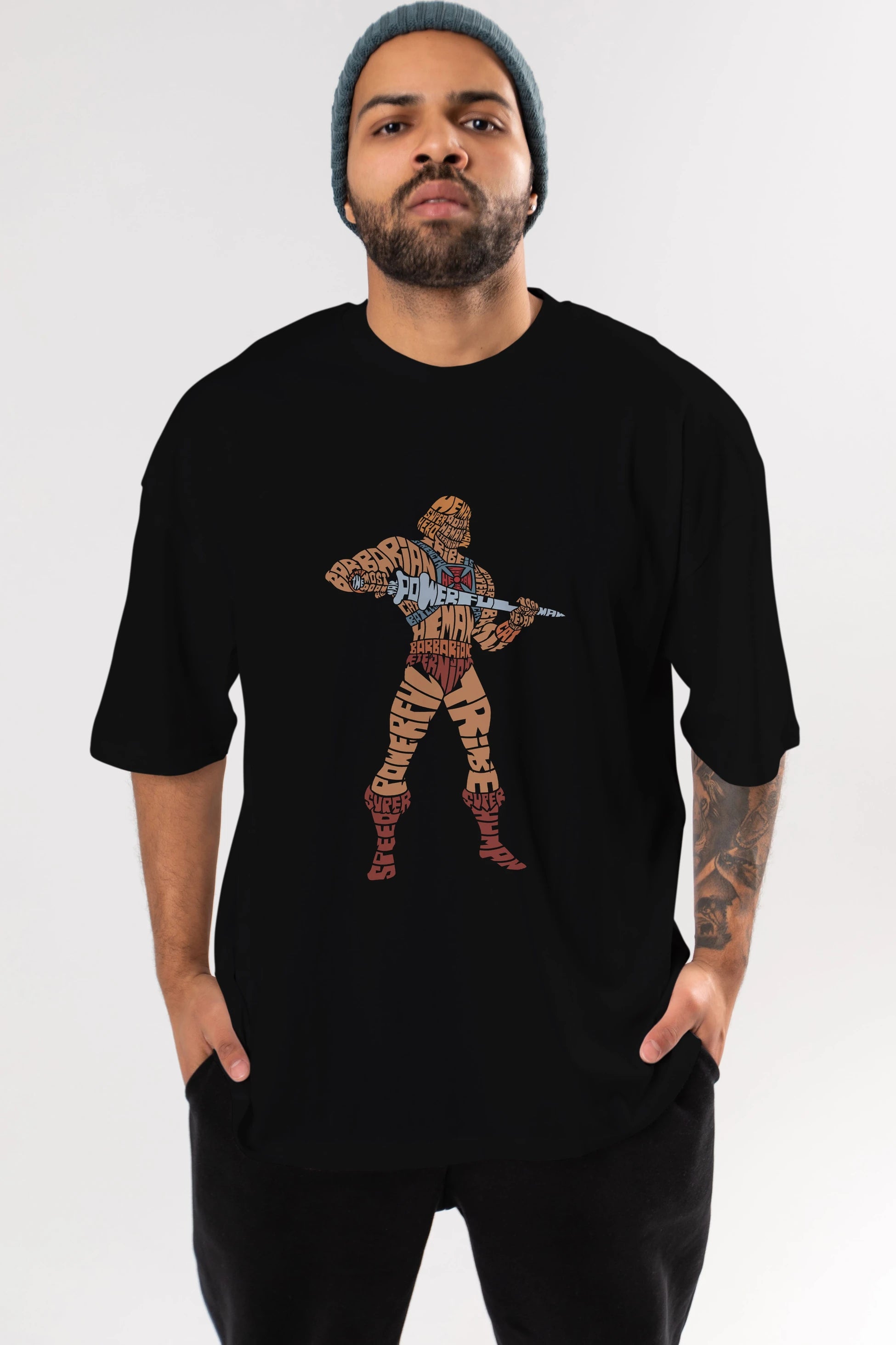 Heman Ön Baskılı Oversize t-shirt %100 pamuk Erkek Kadın Unisex