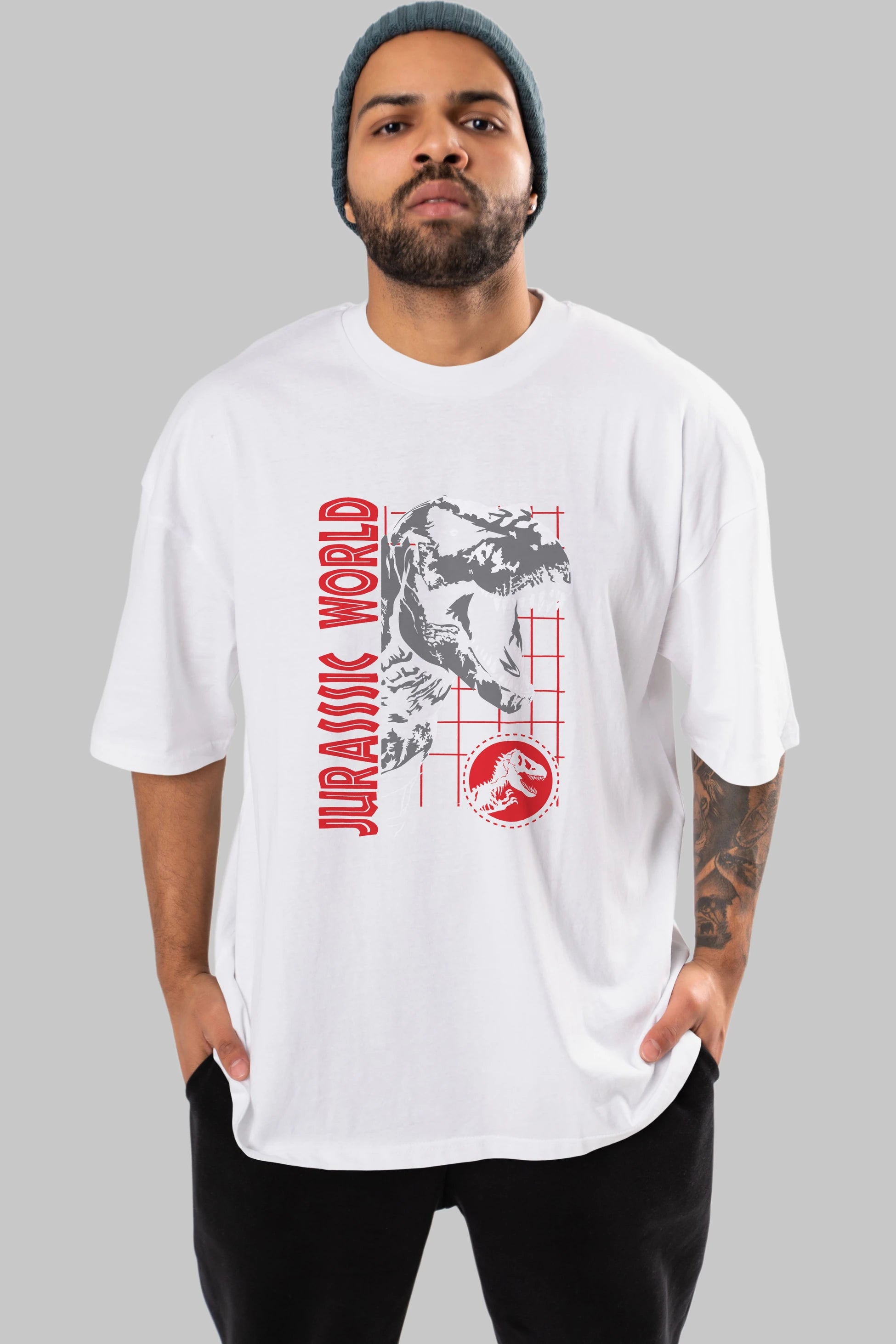 Jurassic Park (2) Ön Baskılı Oversize t-shirt Erkek Kadın Unisex %100 Pamuk Bisiklet Yaka tişort