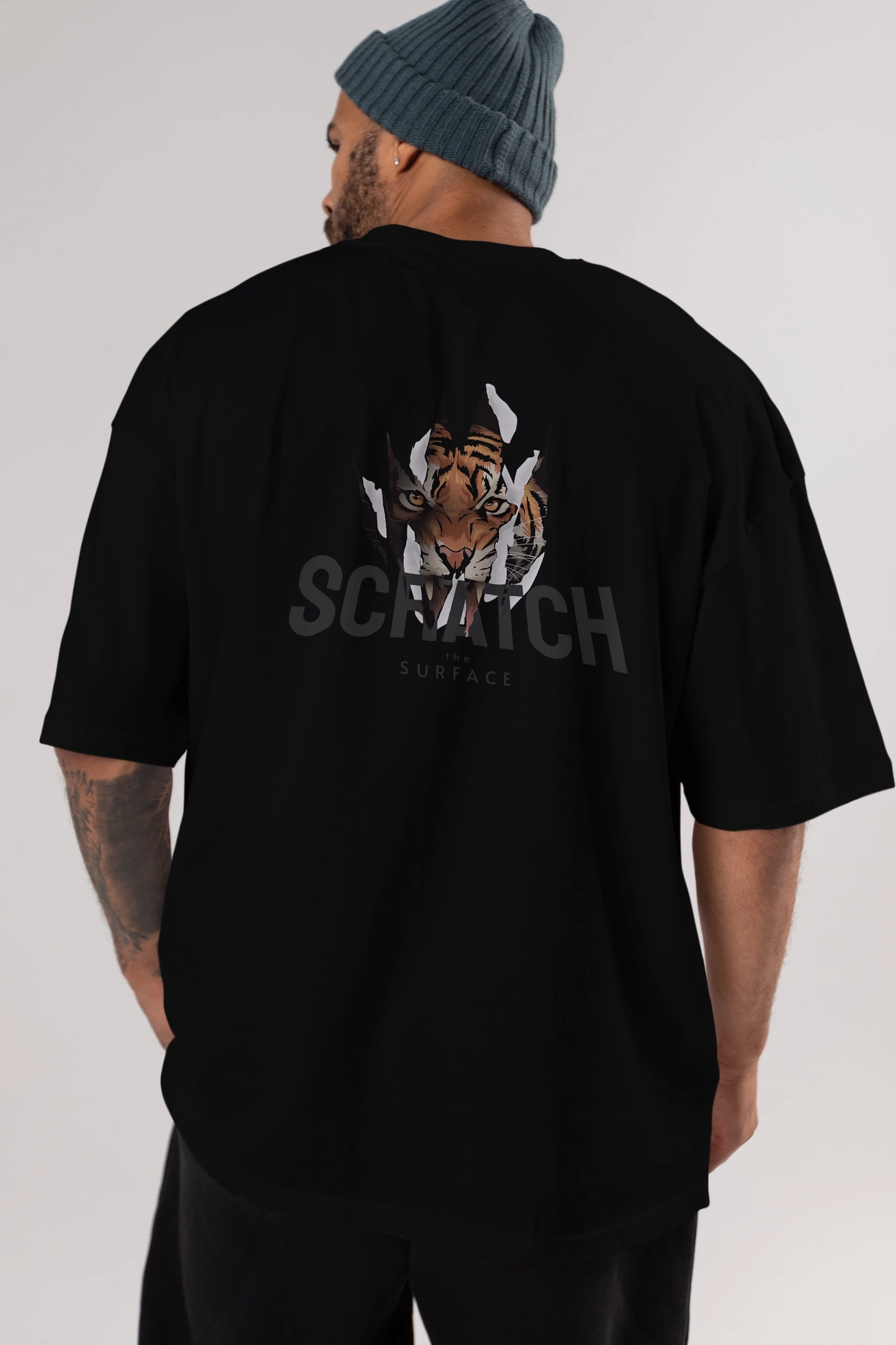 Teddy Bear Scratch Arka Baskılı Oversize t-shirt Erkek Kadın Unisex %100 Pamuk