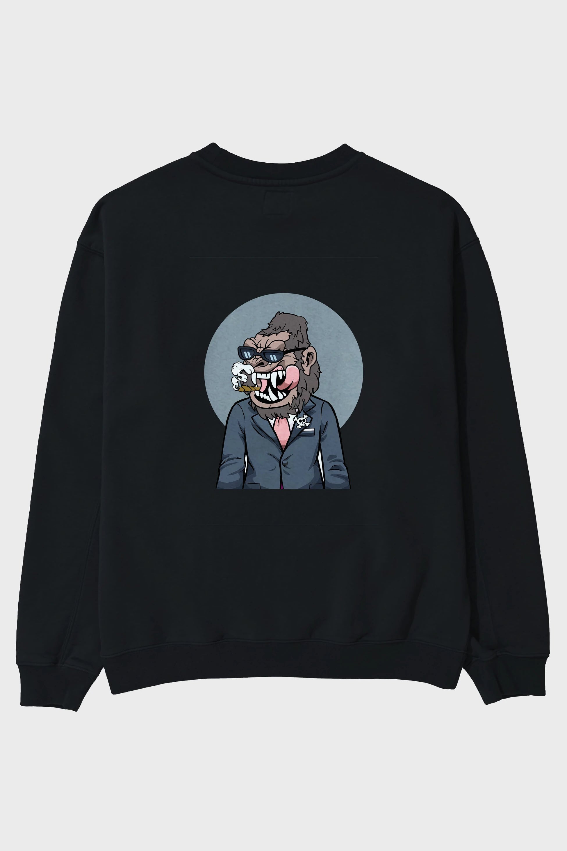 Monkey Suits Arka Baskılı Oversize Sweatshirt Erkek Kadın Unisex