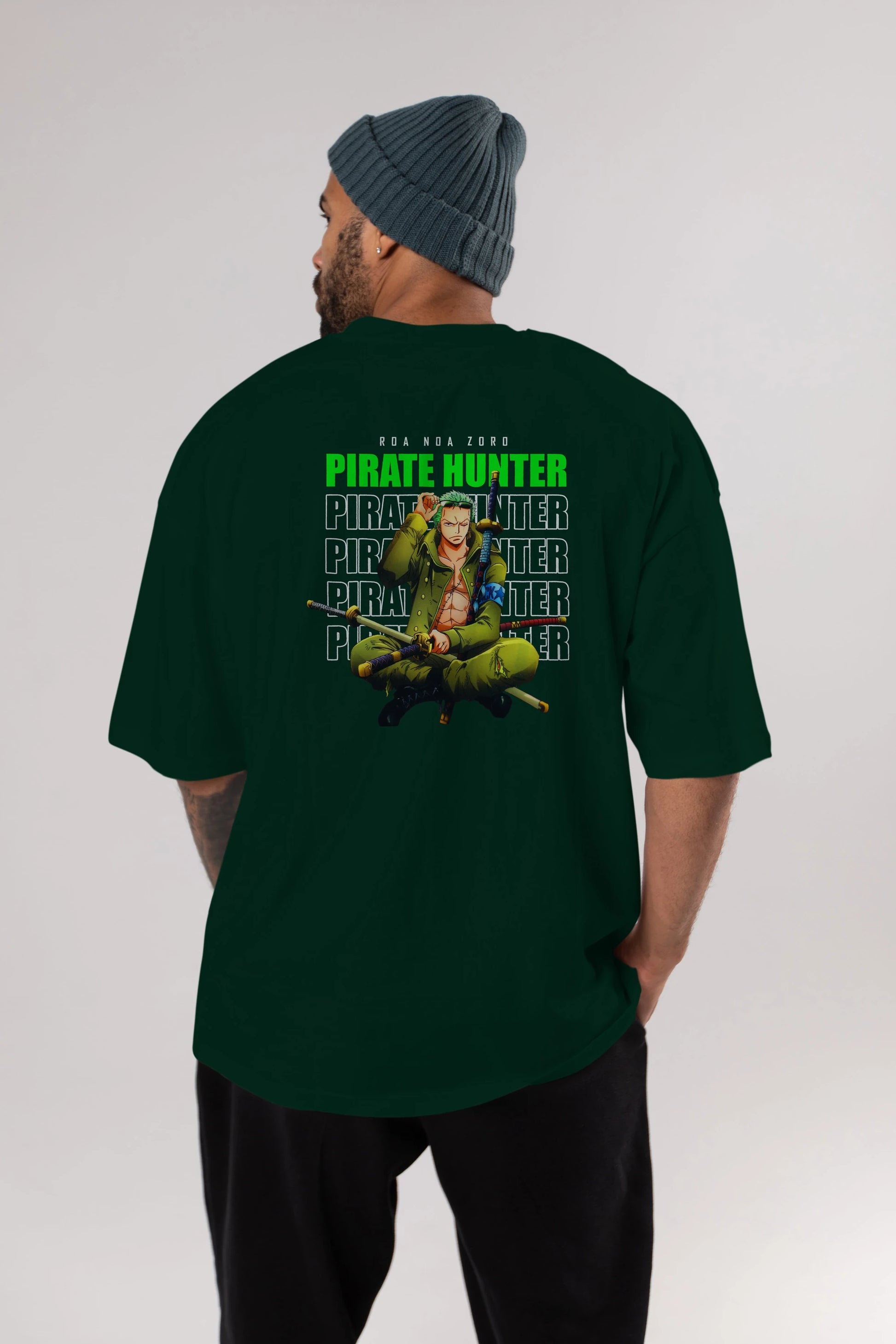 Roronoa Zoro 4 Anime Arka Baskılı Oversize t-shirt Erkek Kadın Unisex %100 pamuk tişort