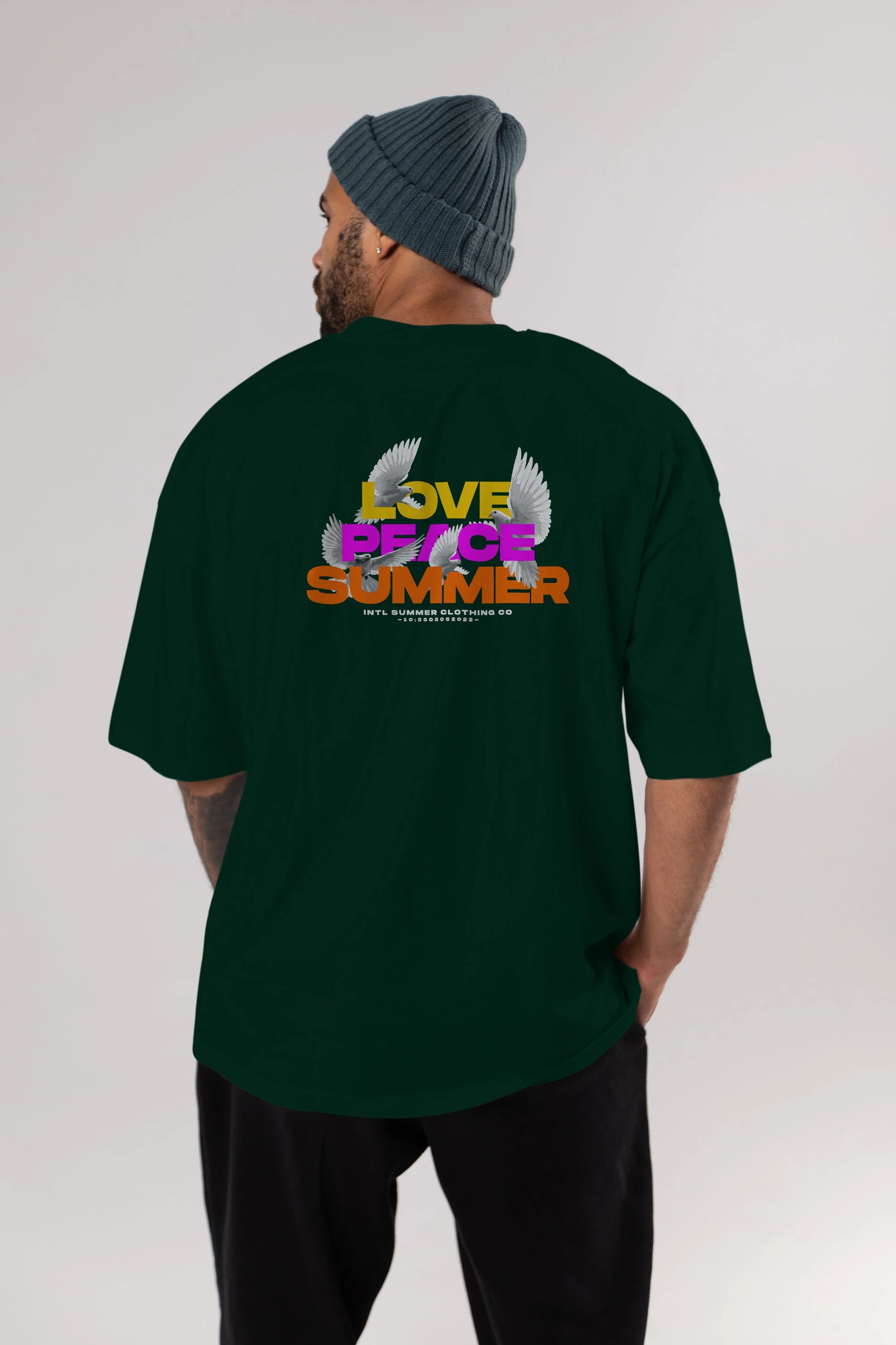 Love Peace Summer Arka Baskılı Oversize t-shirt Erkek Kadın Unisex