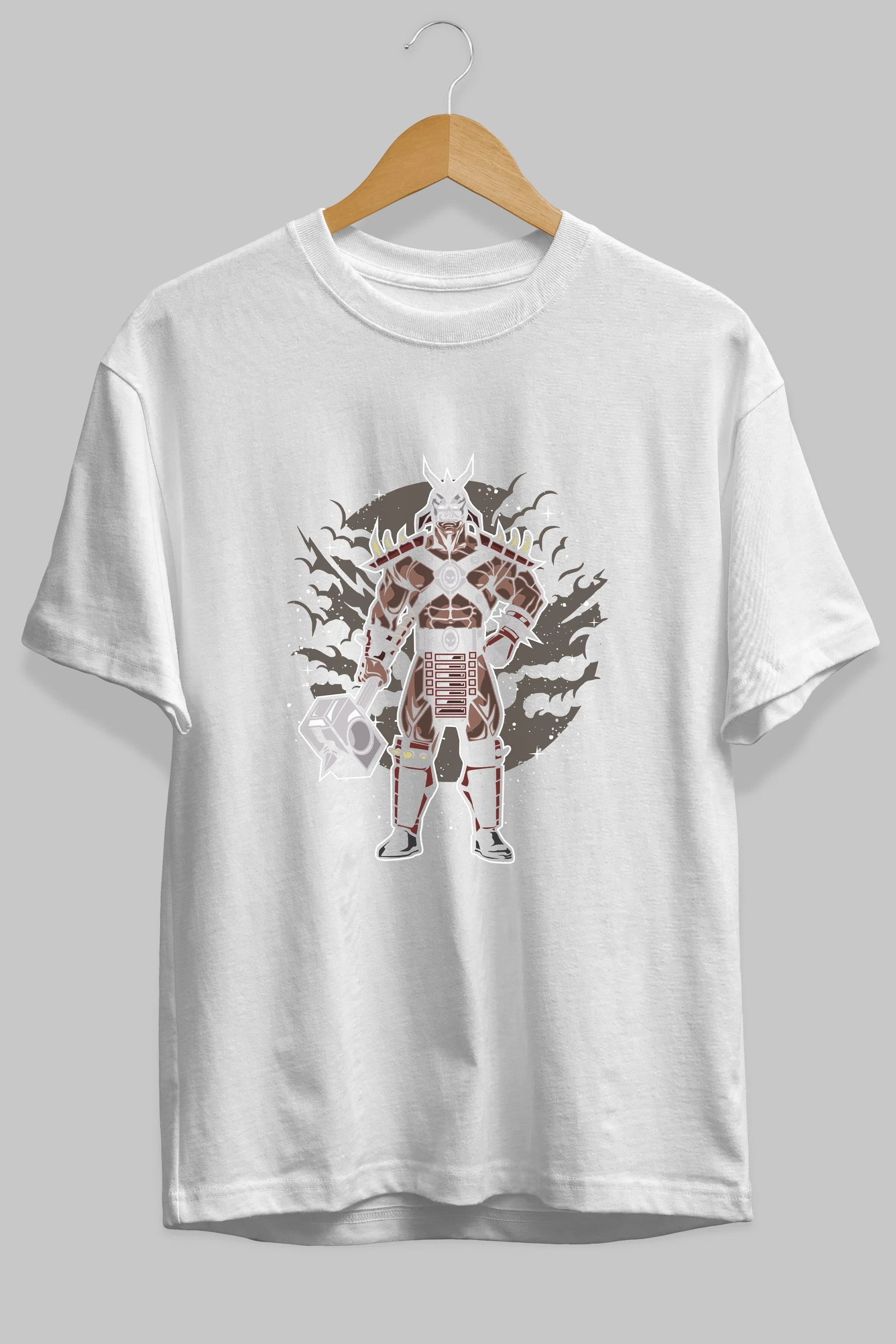 SHOU KHAN Ön Baskılı Oversize t-shirt Erkek Kadın Unisex %100 Pamuk tişort
