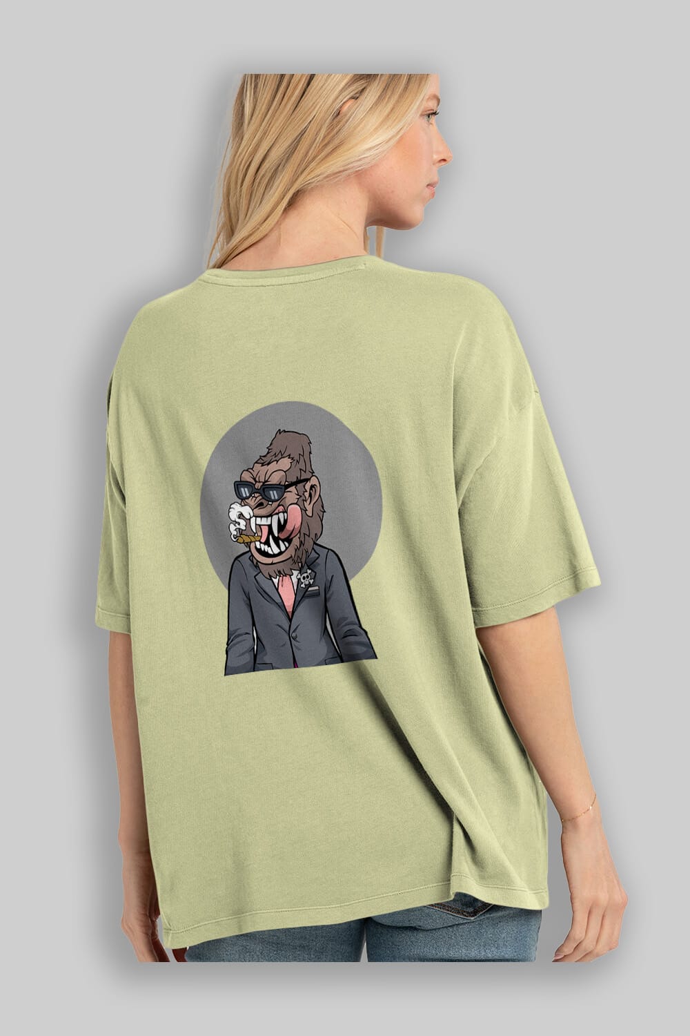 Monkey Suits Arka Baskılı Oversize t-shirt Erkek Kadın Unisex %100 Pamuk tişort