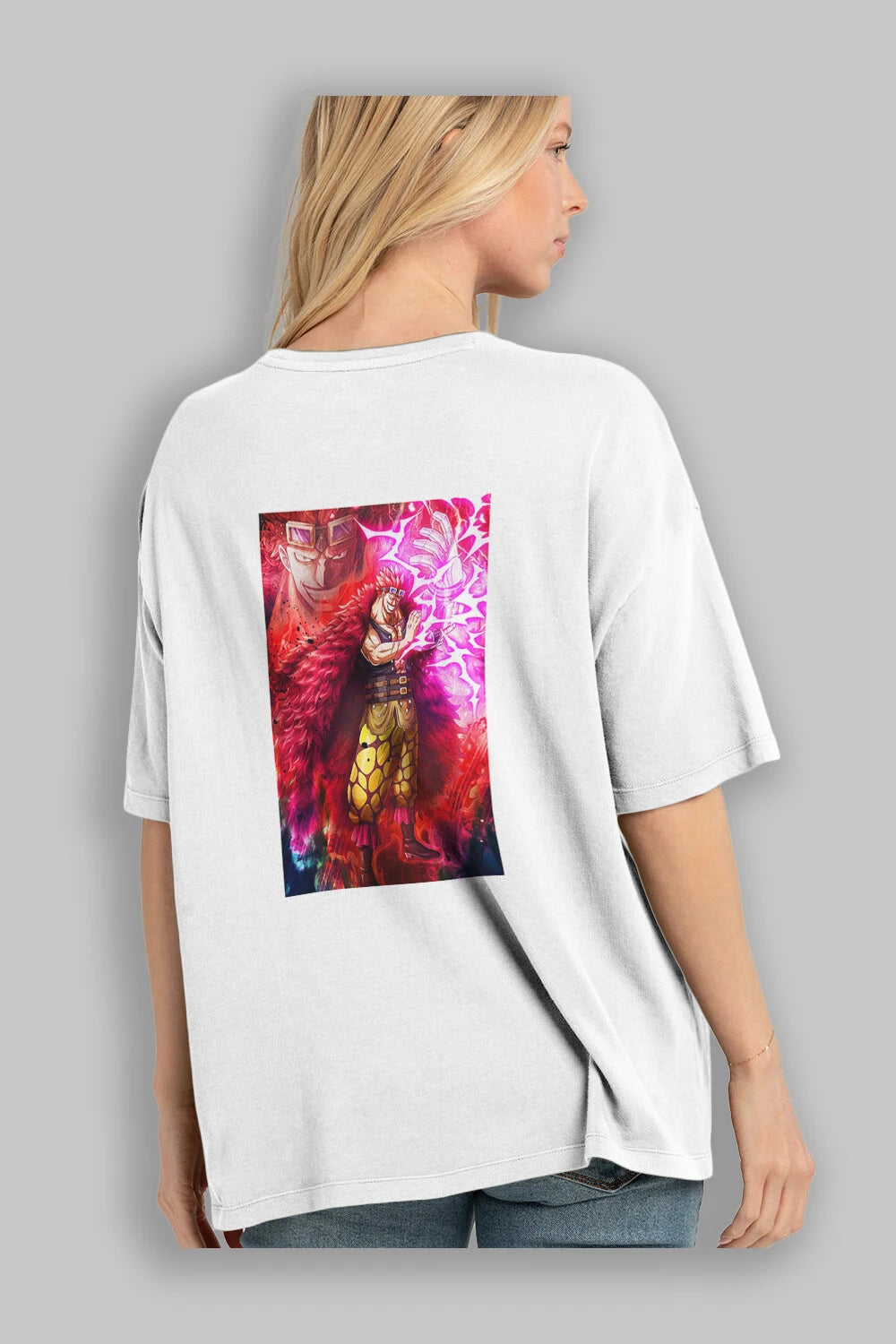Eustass Kid Anime Arka Baskılı Oversize t-shirt Erkek Kadın Unisex %100 pamuk tişort