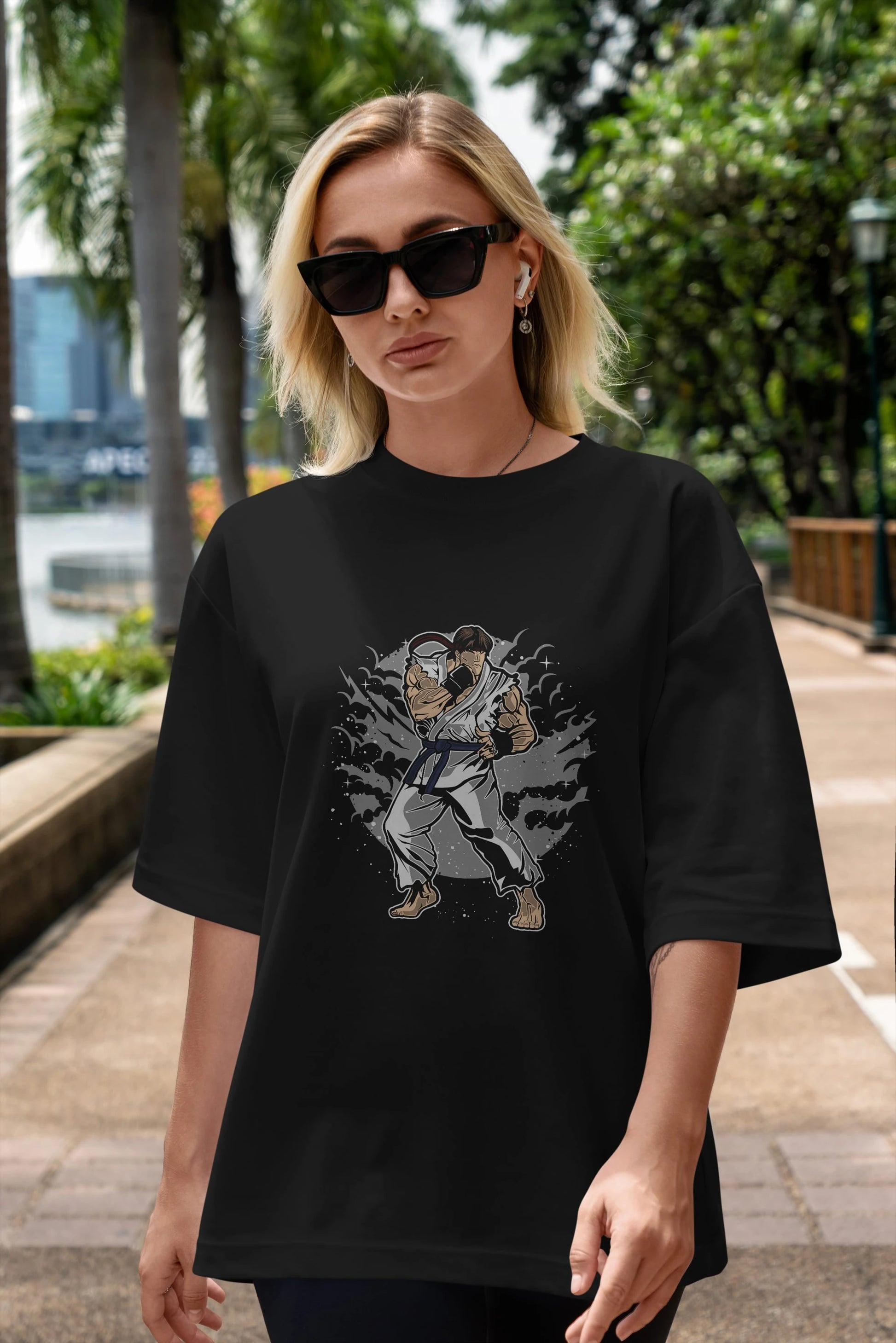 RYU Ön Baskılı Oversize t-shirt Erkek Kadın Unisex %100 Pamuk tişort