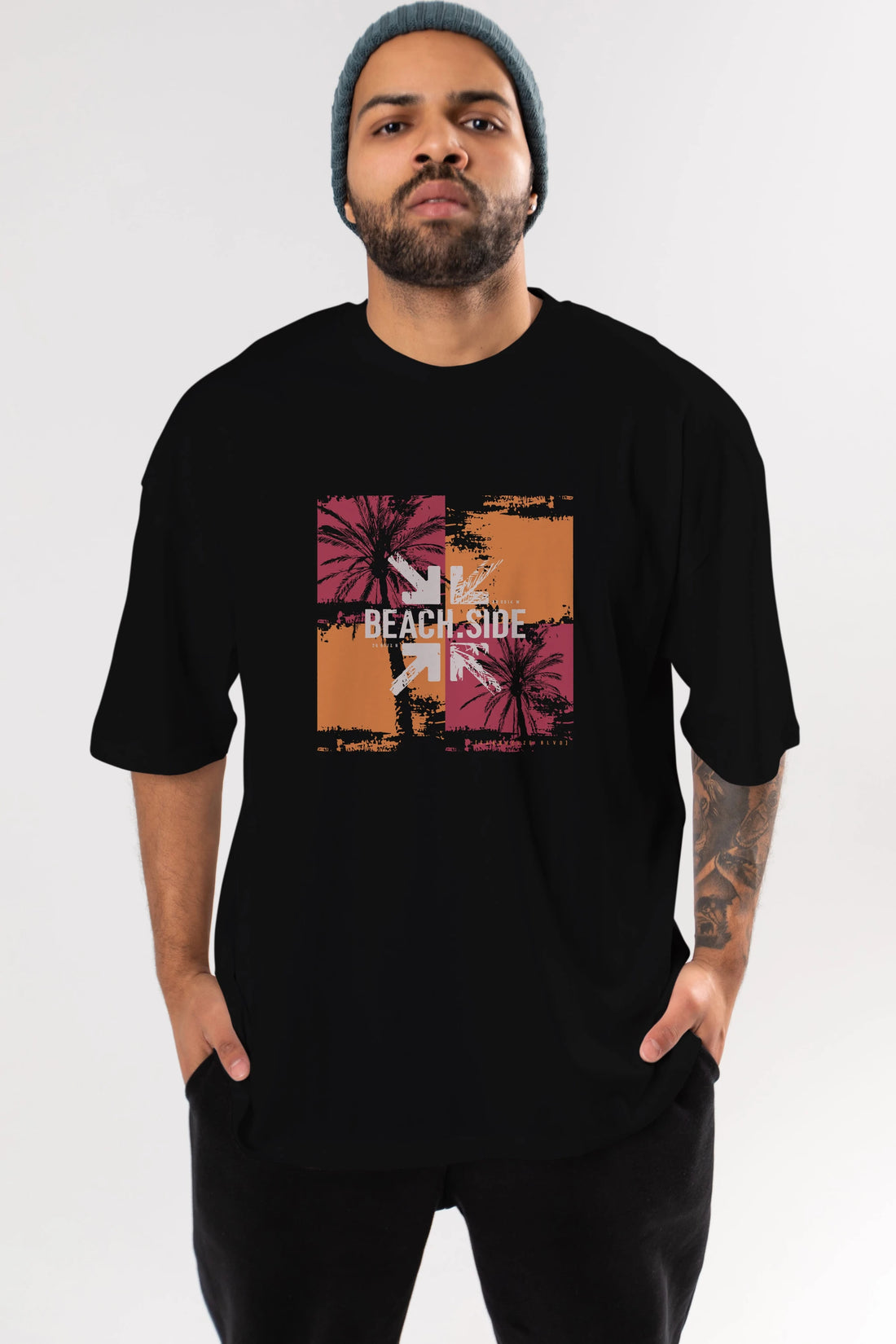 Beach Side Ön Baskılı Oversize t-shirt Erkek Kadın Unisex