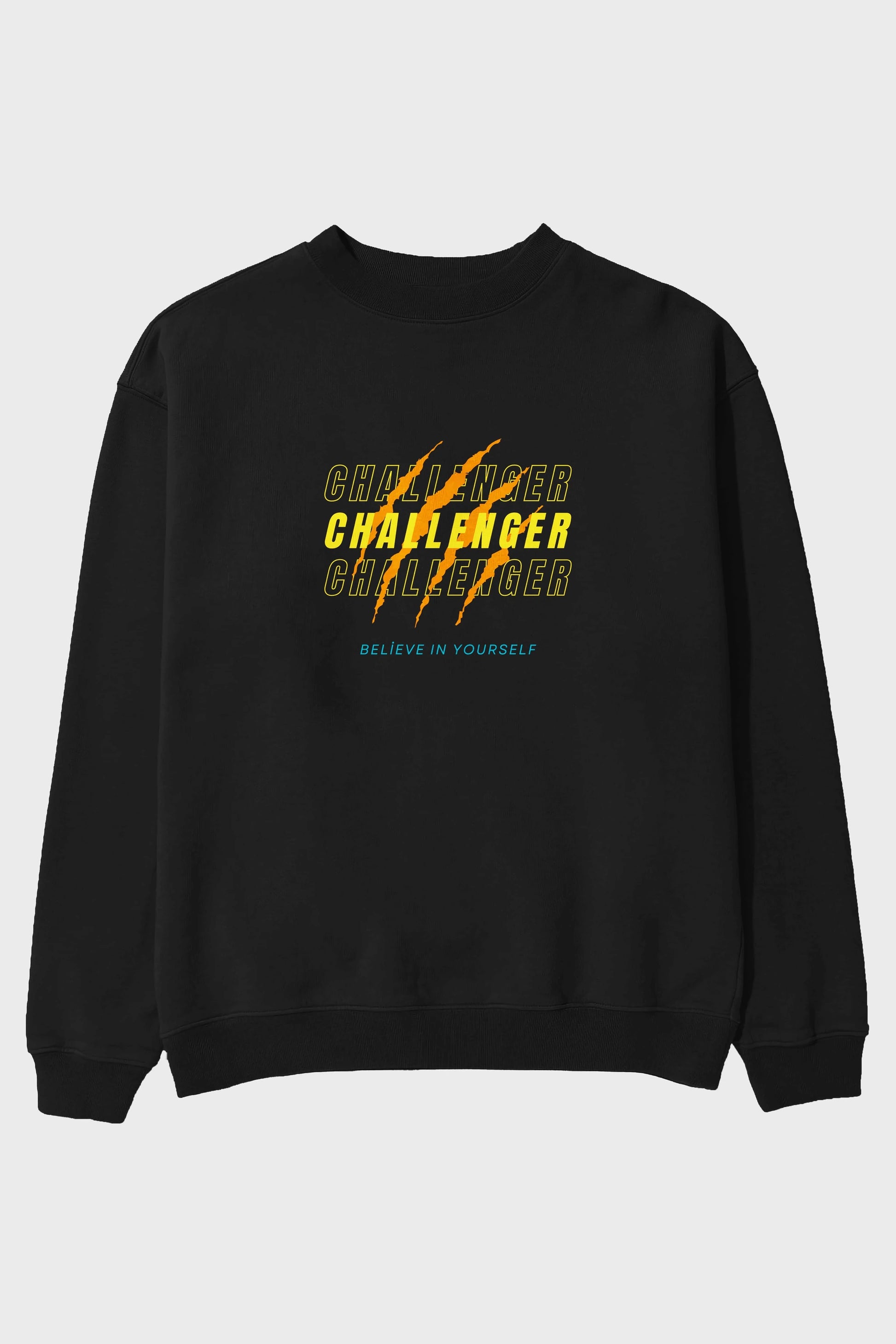 Challenger Yazılı Ön Baskılı Oversize Sweatshirt Erkek Kadın Unisex