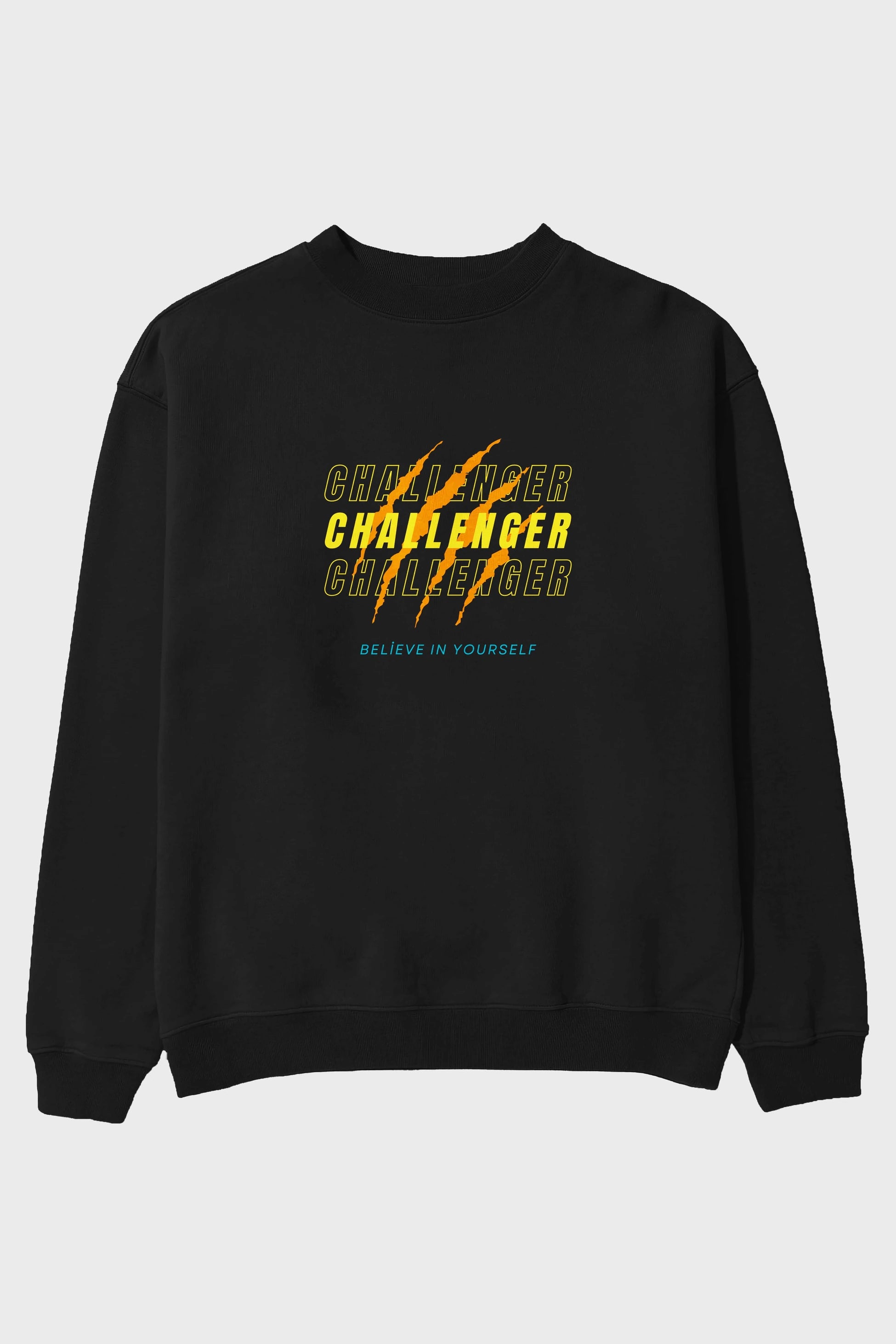 Challenger Yazılı Ön Baskılı Oversize Sweatshirt Erkek Kadın Unisex