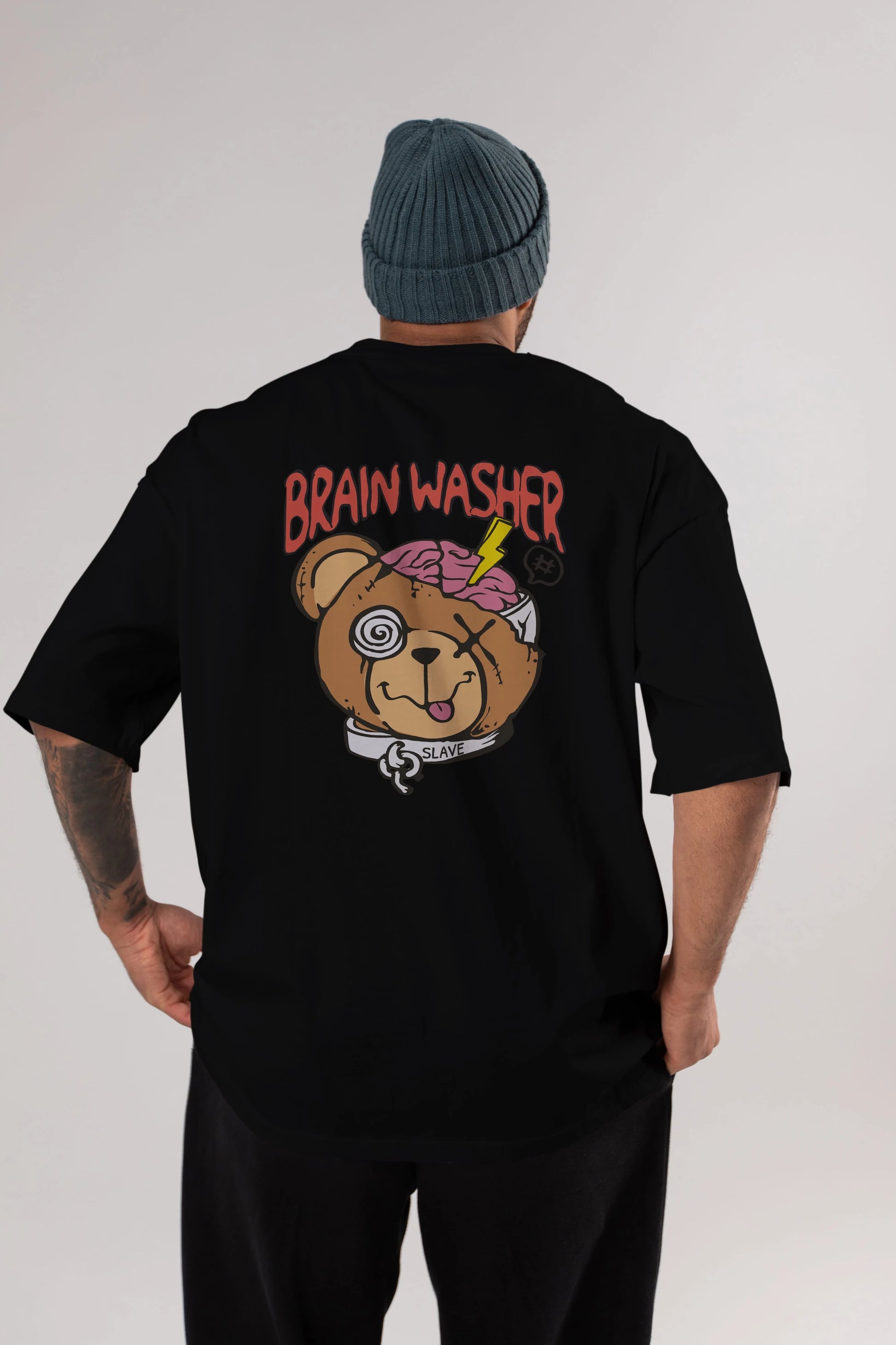 Brain Washer Arka Baskılı Oversize t-shirt Erkek Kadın Unisex