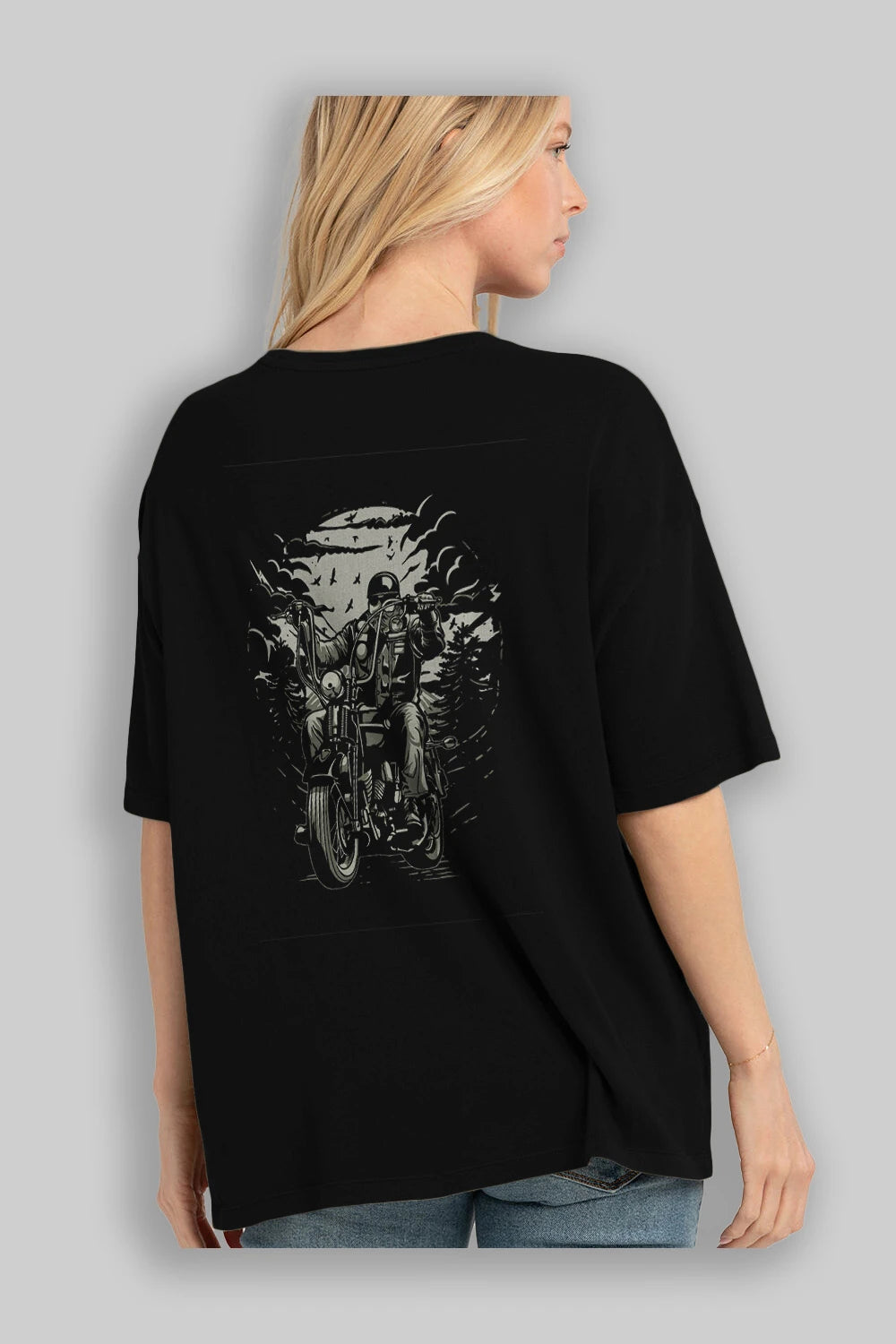 Live To Ride Arka Baskılı Oversize t-shirt Erkek Kadın Unisex %100 Pamuk