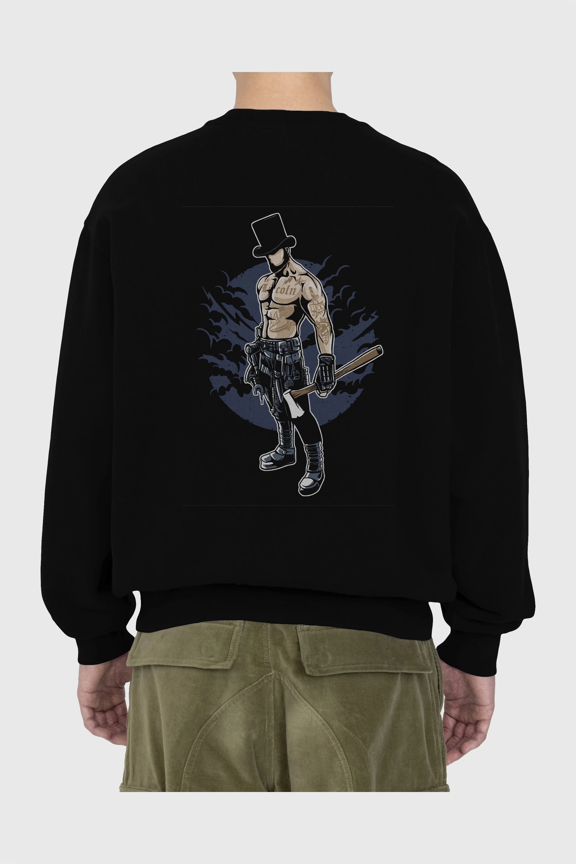 Lincoln Arka Baskılı Oversize Sweatshirt Erkek Kadın Unisex