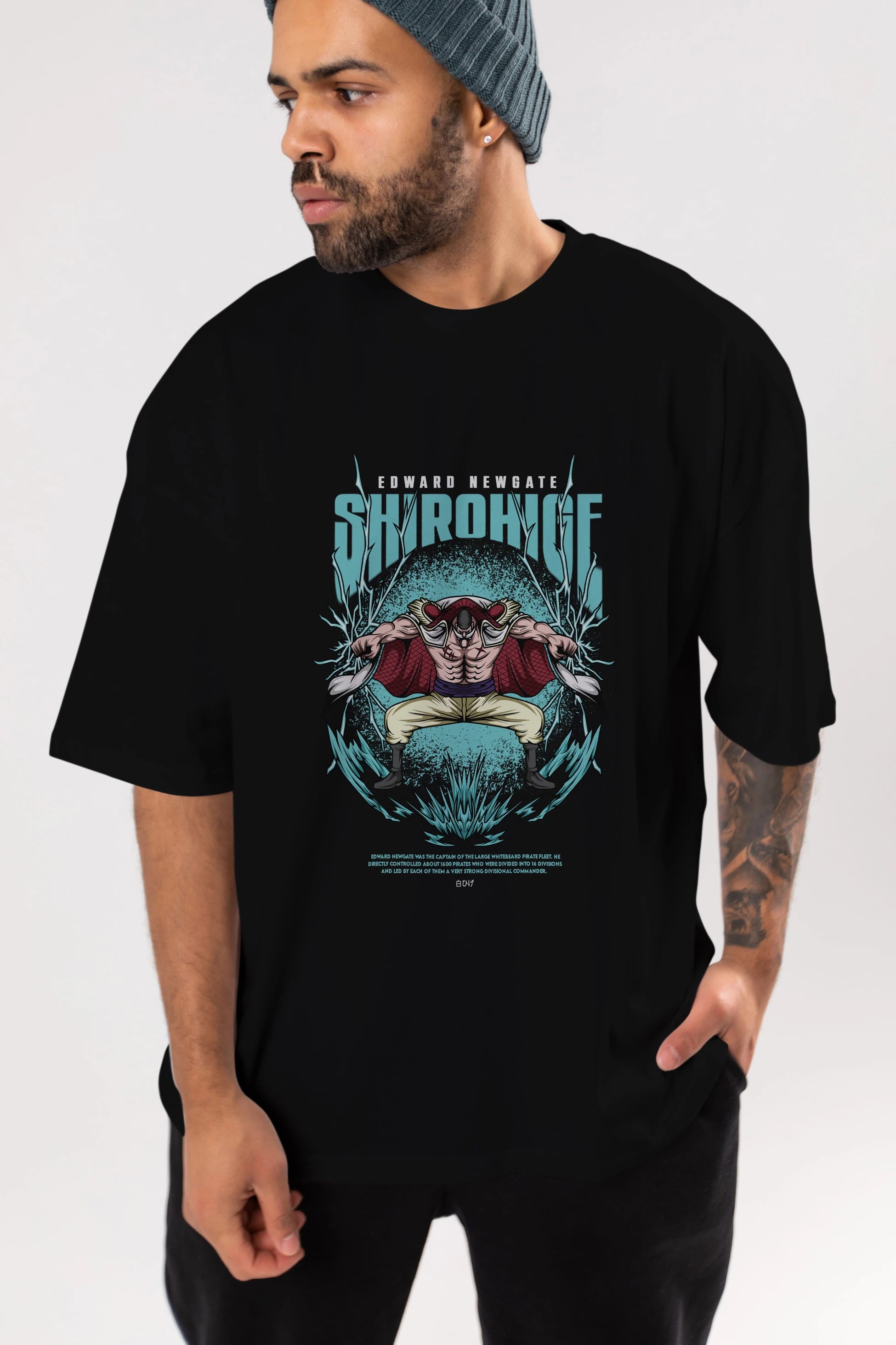 Shirohige Anime Ön Baskılı Oversize t-shirt %100 pamuk Erkek Kadın Unisex