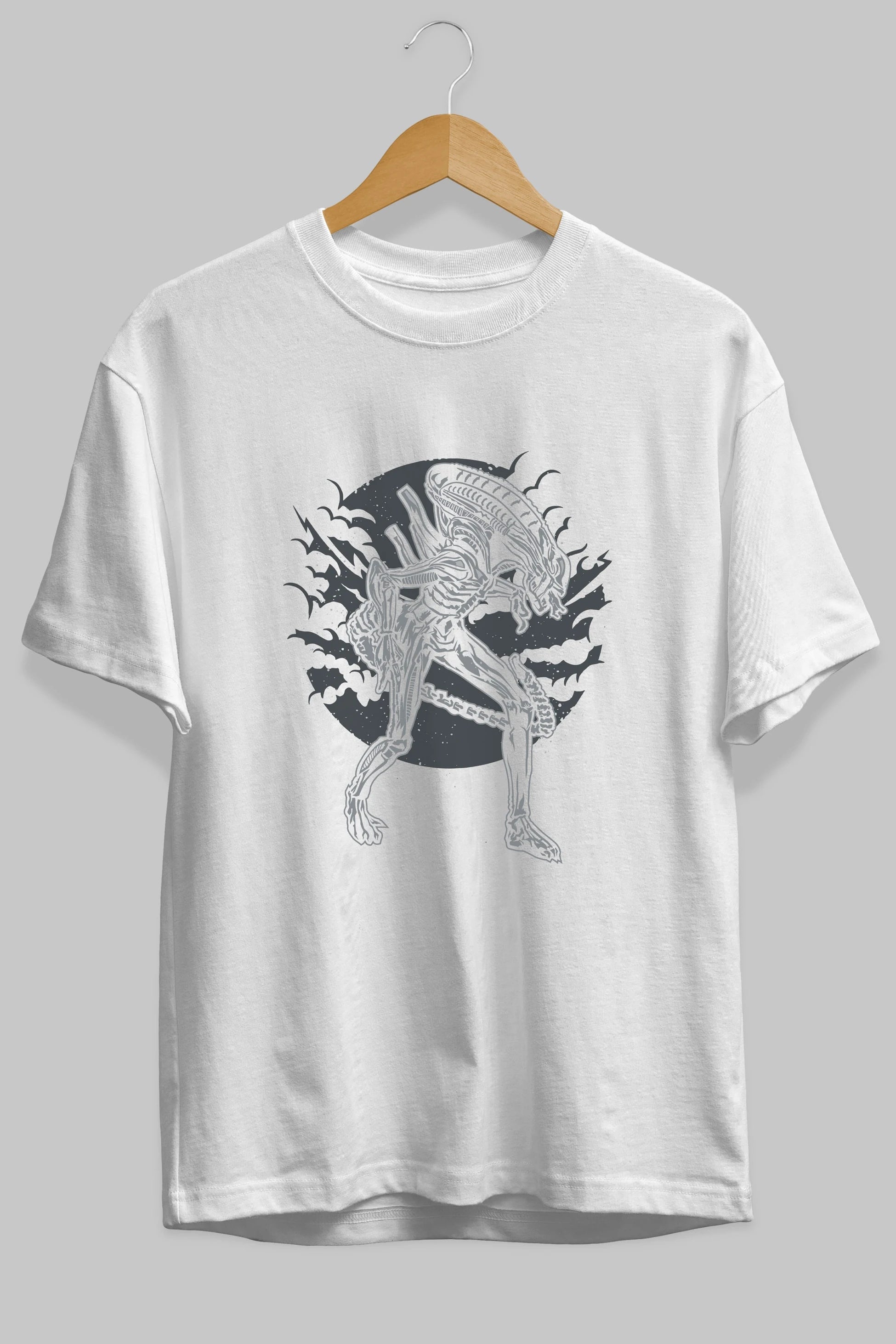 Xenomorph Ön Baskılı Oversize t-shirt Erkek Kadın Unisex %100 Pamuk tişort