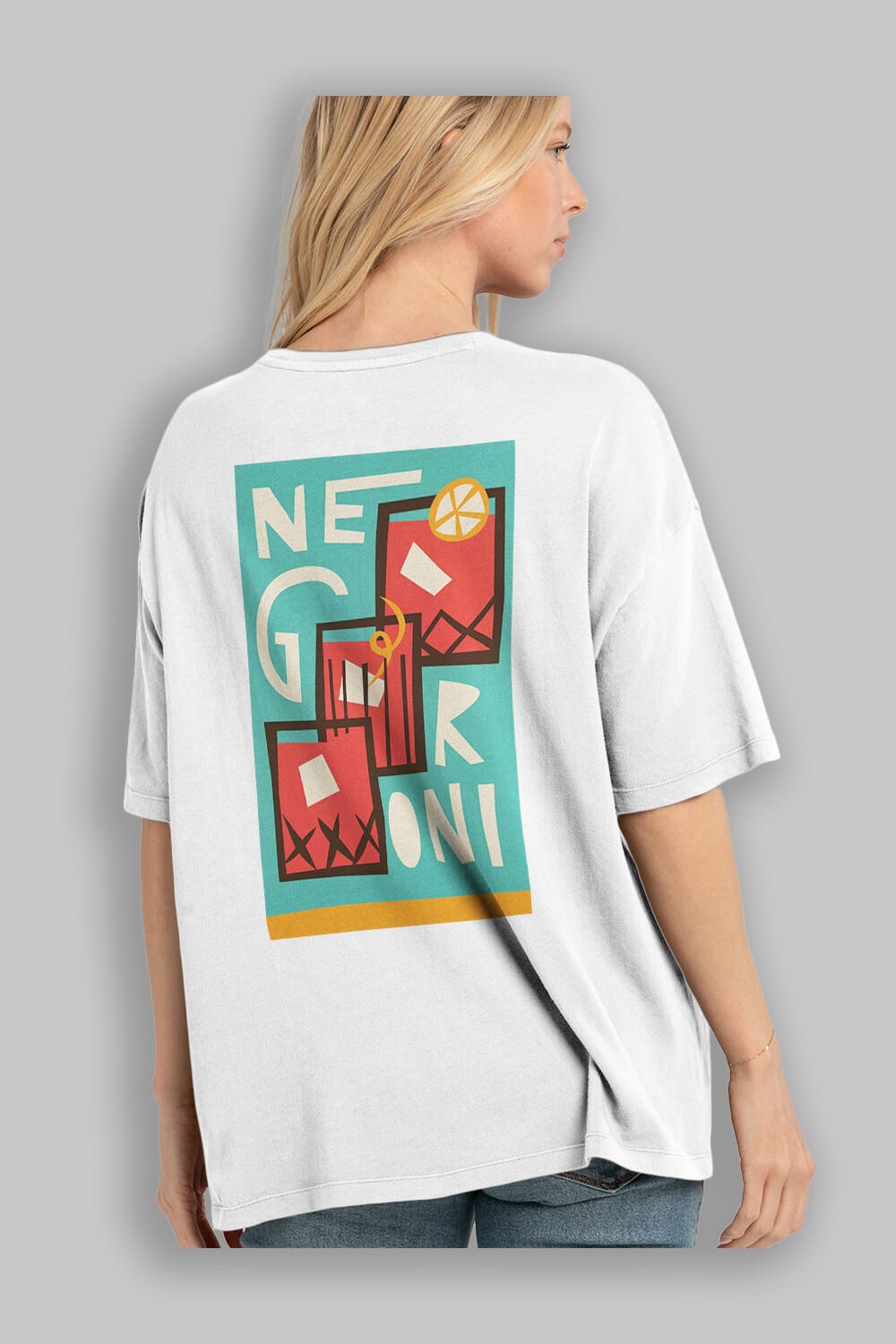 Negroni 3 Arka Baskılı Oversize t-shirt Erkek Kadın Unisex %100 Pamuk Bisiklet Yaka tişort