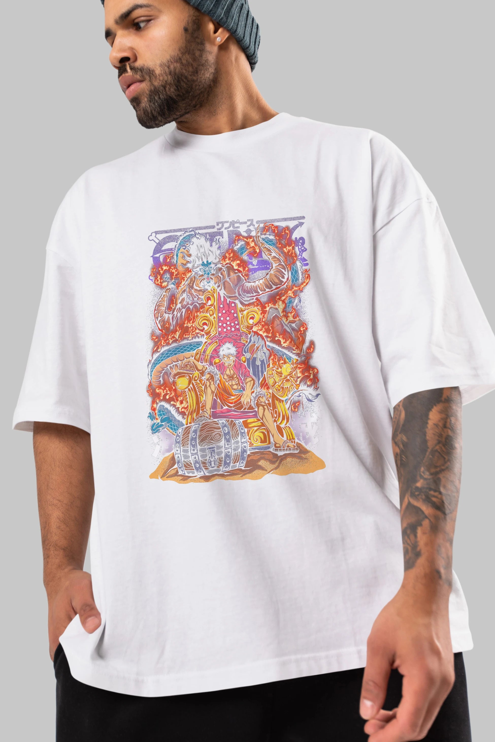MONKEY D. LUFFY 1 Anime Ön Baskılı Oversize t-shirt %100 pamuk Erkek Kadın Unisex