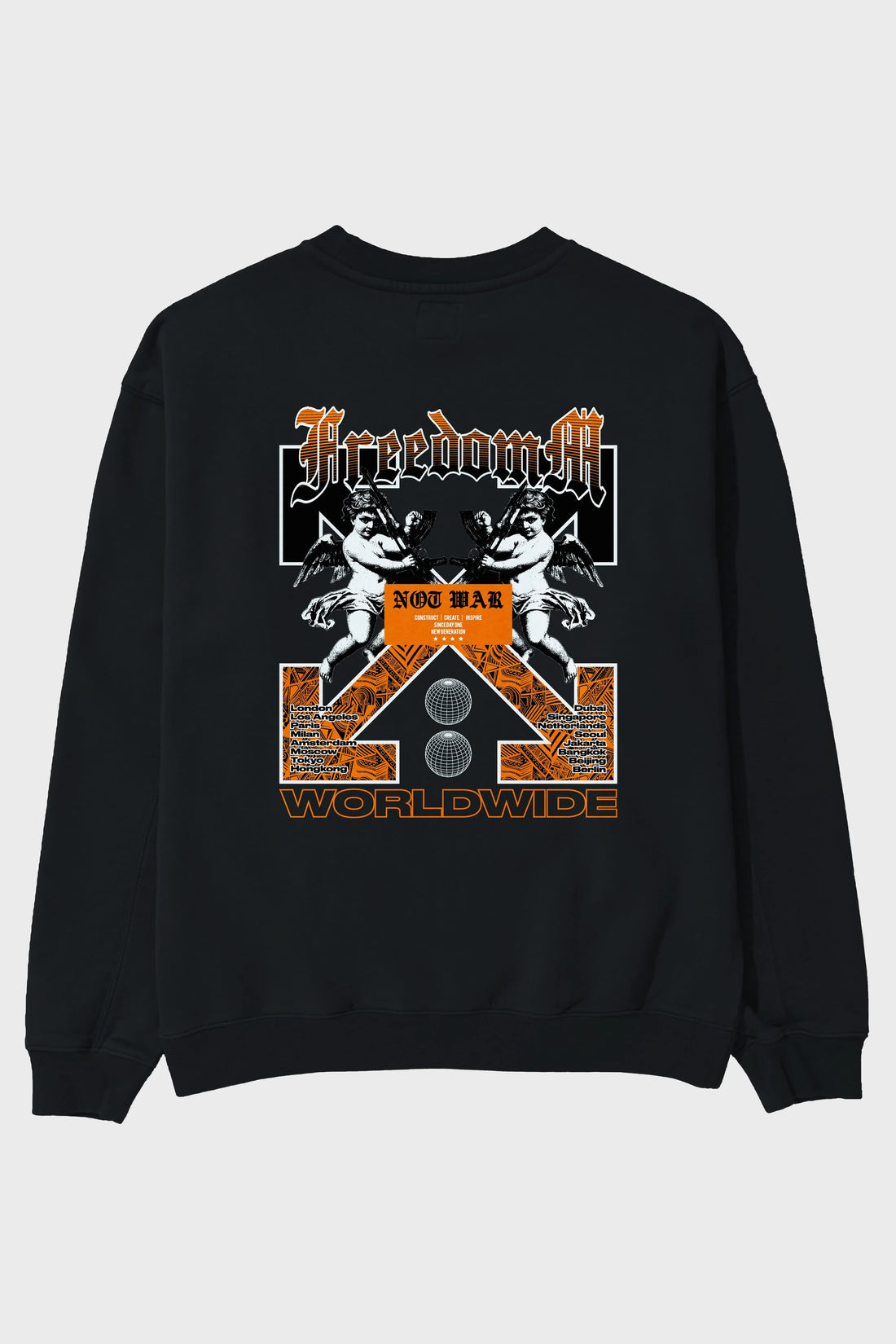 Freedom Worldwide Arka Baskılı Oversize Sweatshirt Erkek Kadın Unisex