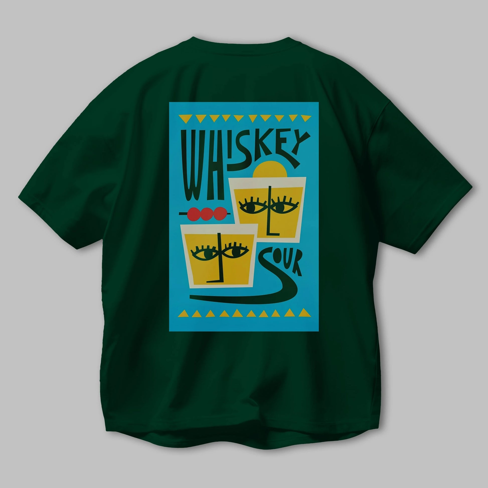 Whiskey Sour 2 Arka Baskılı Oversize t-shirt Erkek Kadın Unisex %100 Pamuk Bisiklet Yaka tişort
