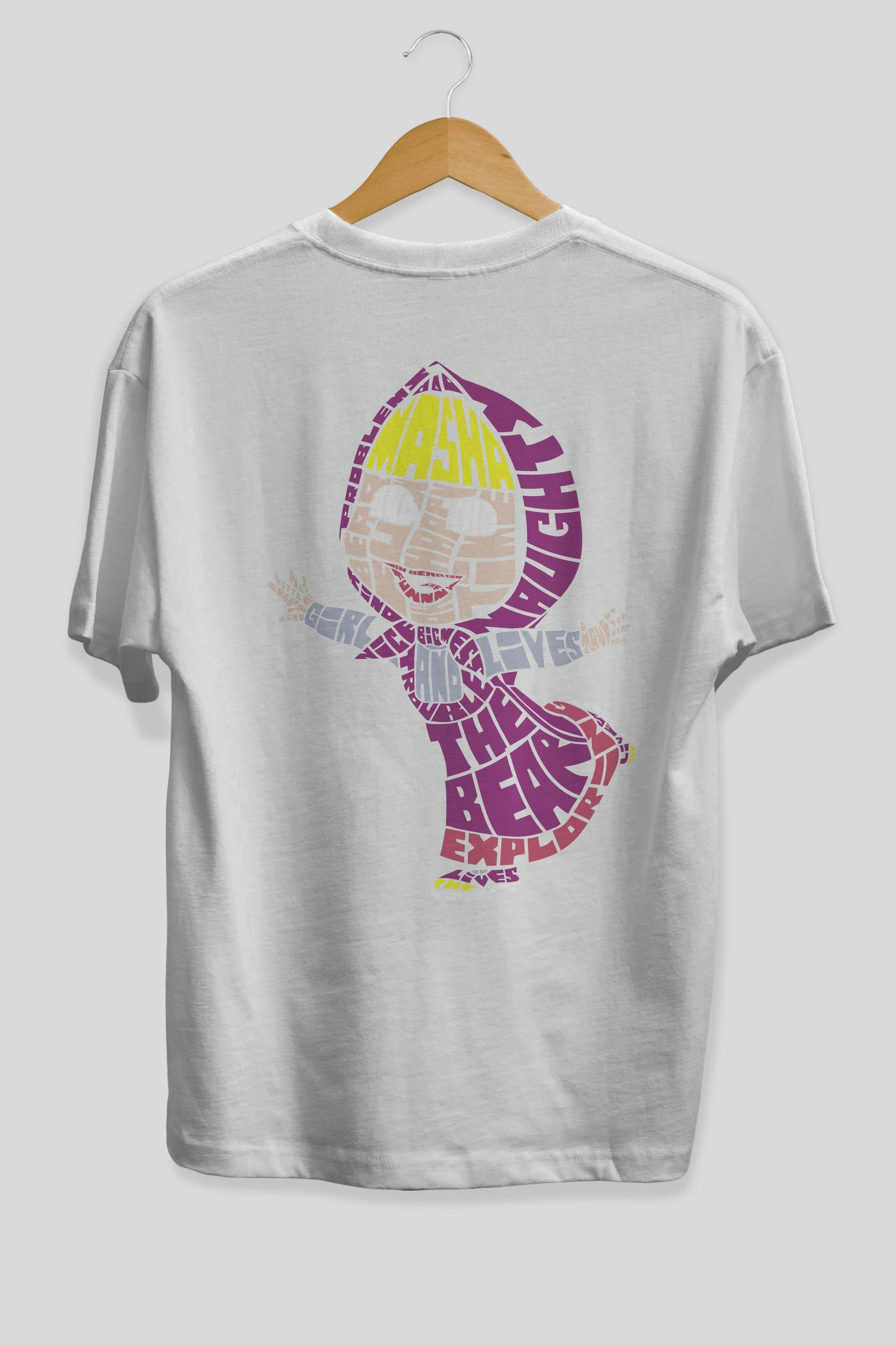 Masha And The Bear Arka Baskılı Oversize t-shirt %100 pamuk Erkek Kadın Unisex