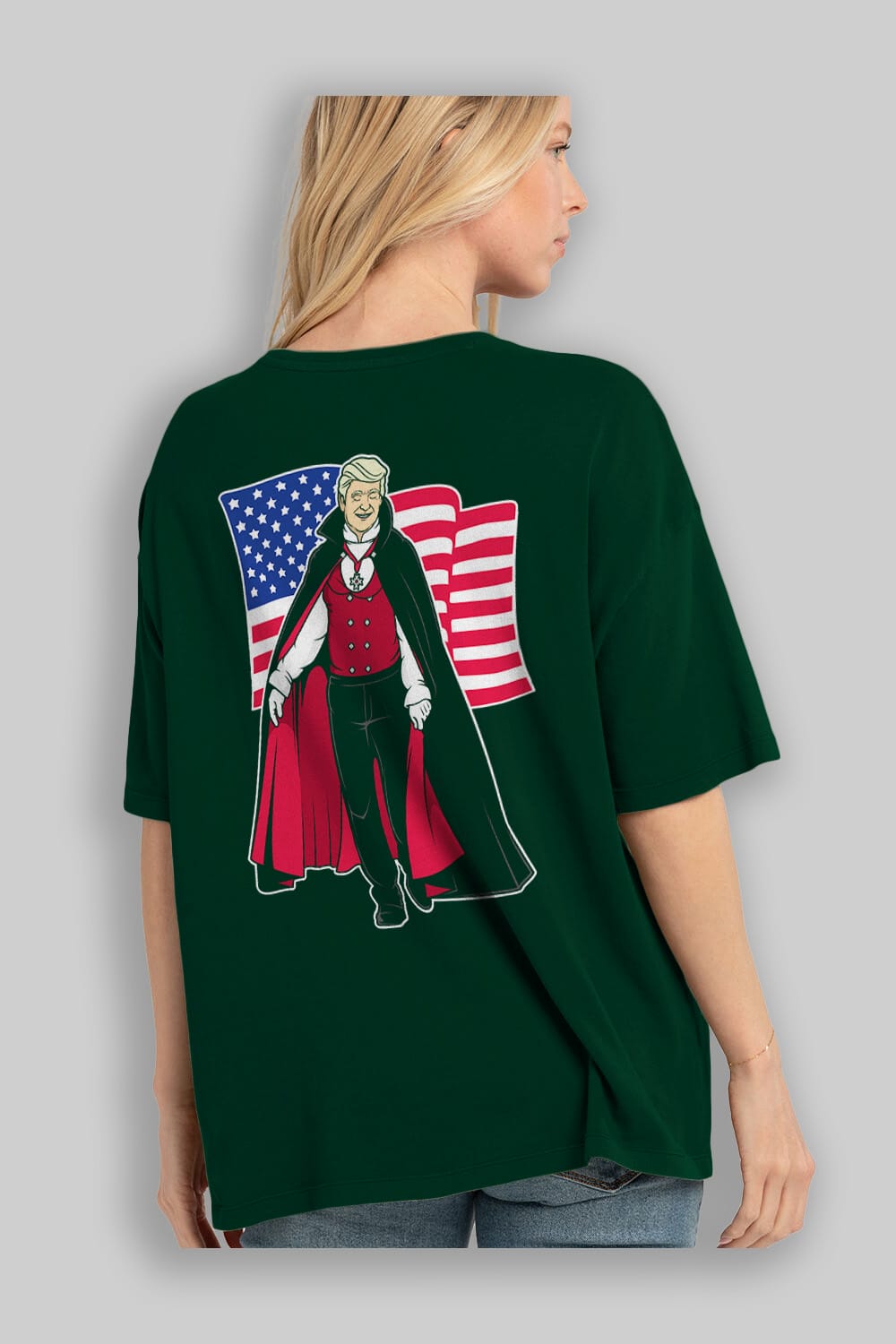 Trump Dracula Arka Baskılı Oversize t-shirt Erkek Kadın Unisex %100 Pamuk tişort