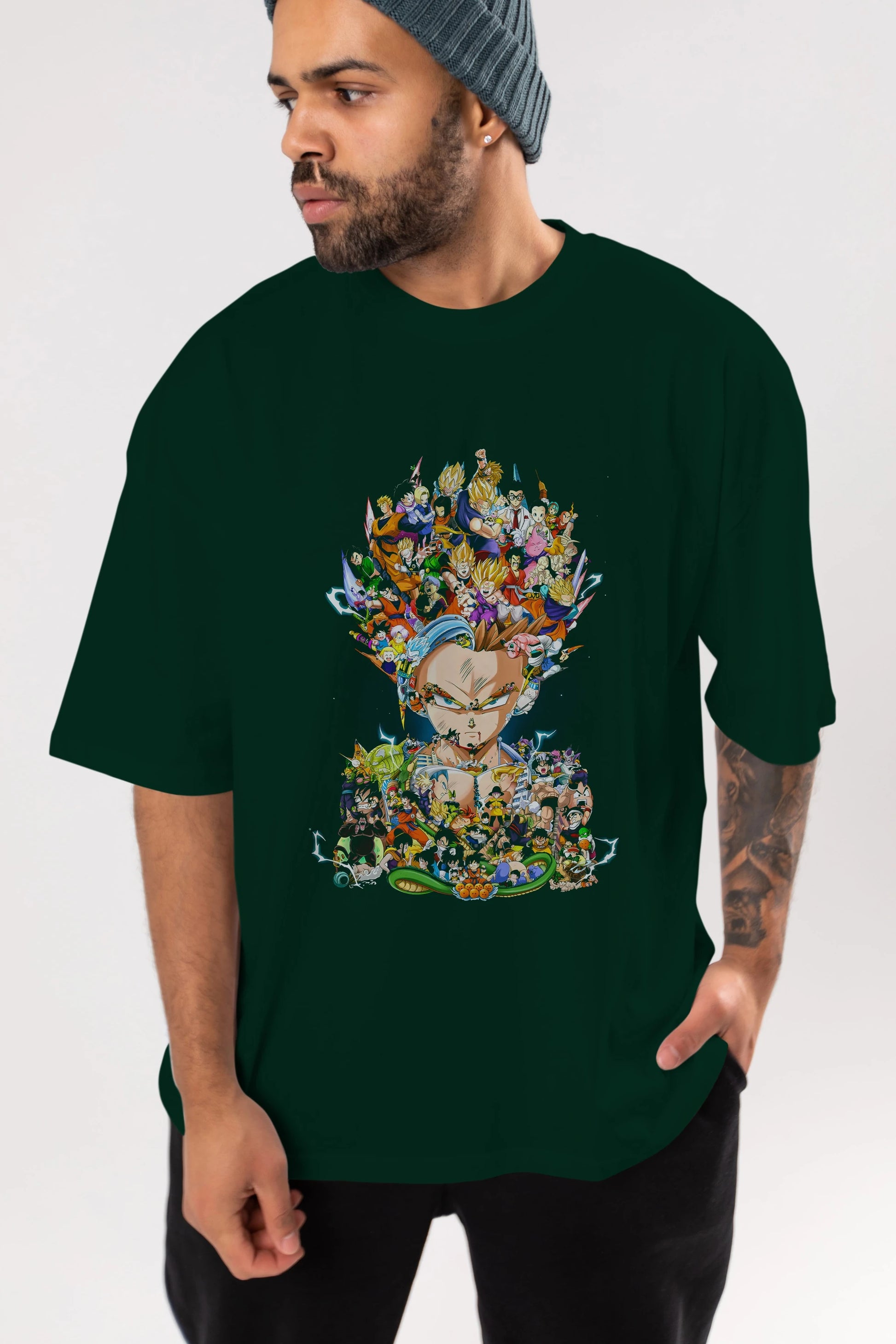 DRAGON BALL ART (2) Anime Ön Baskılı Oversize t-shirt %100 pamuk Erkek Kadın Unisex