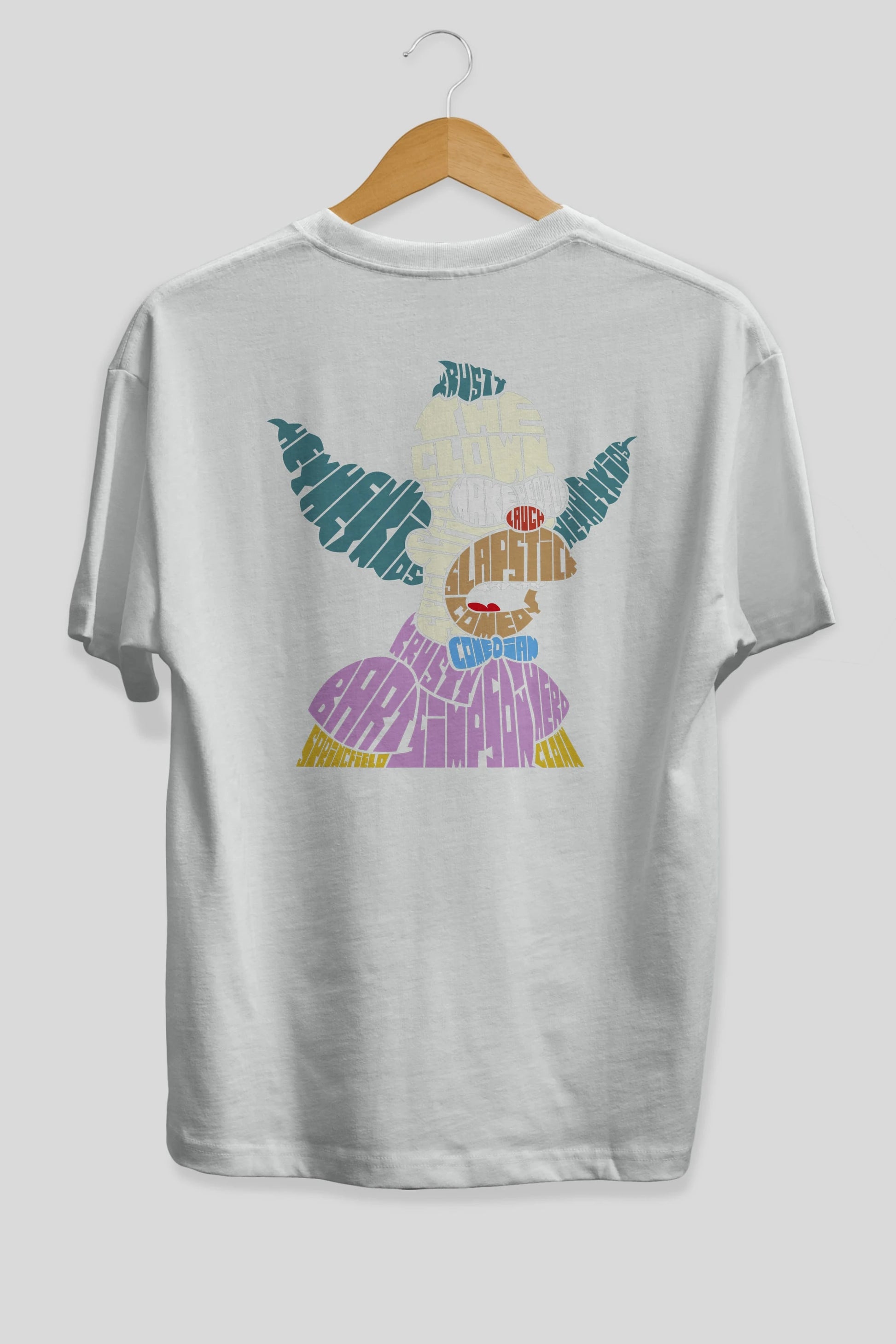 Krusty Clown Arka Baskılı Oversize t-shirt %100 pamuk Erkek Kadın Unisex