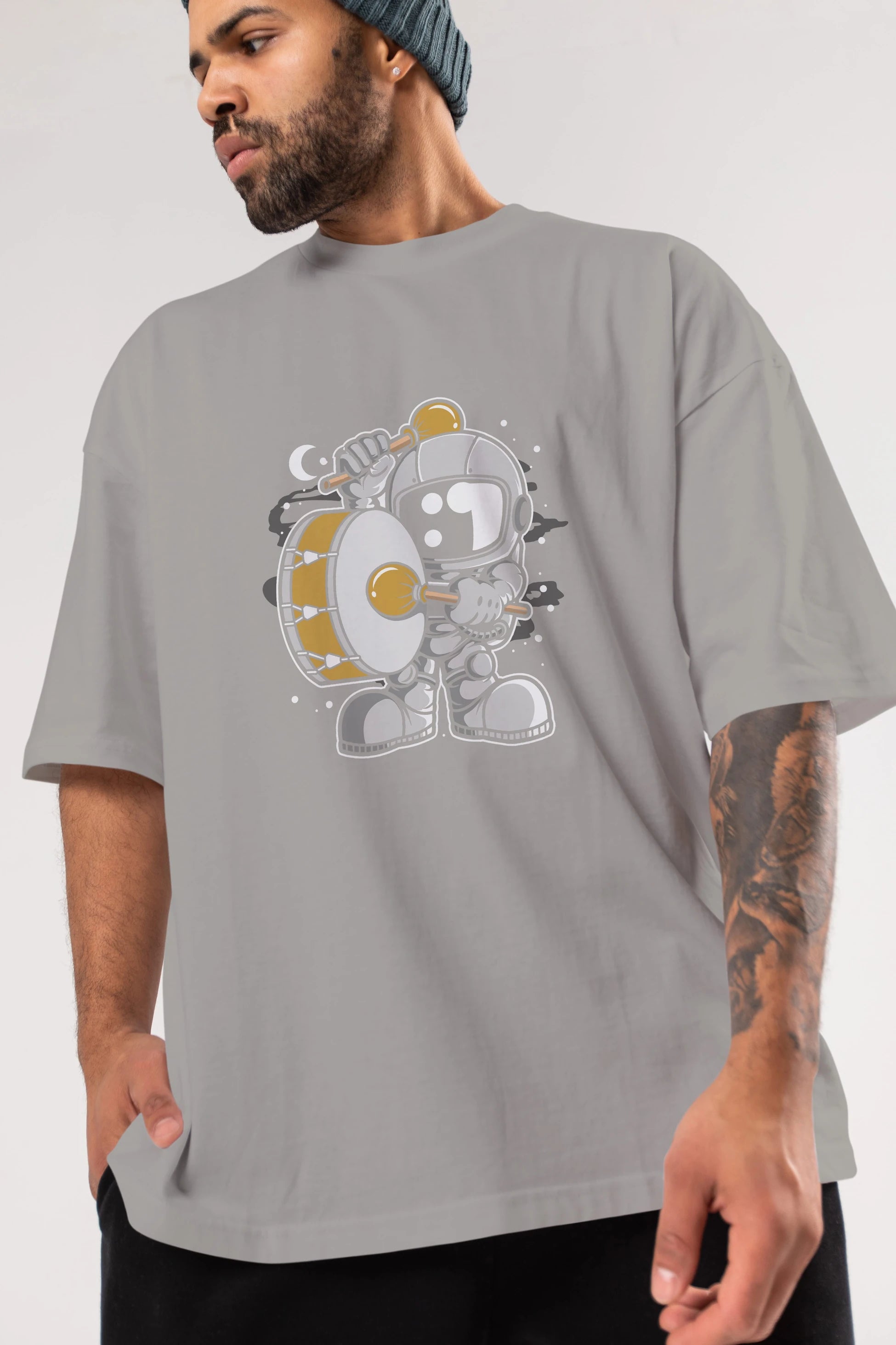 Astronaut Marching Band Ön Baskılı Oversize t-shirt Erkek Kadın Unisex