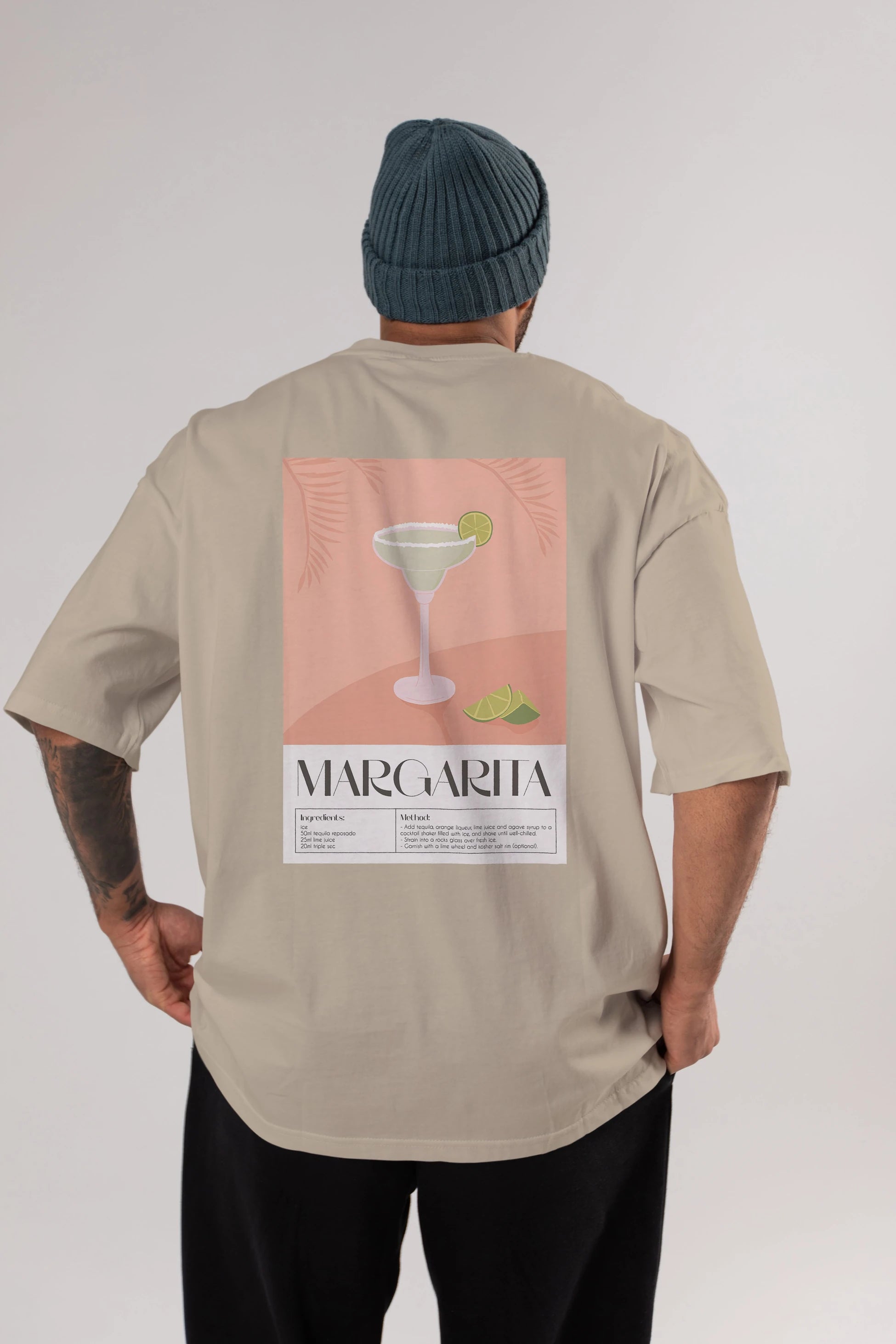 Margarita 5 Arka Baskılı Oversize t-shirt Erkek Kadın Unisex %100 Pamuk Bisiklet Yaka tişort