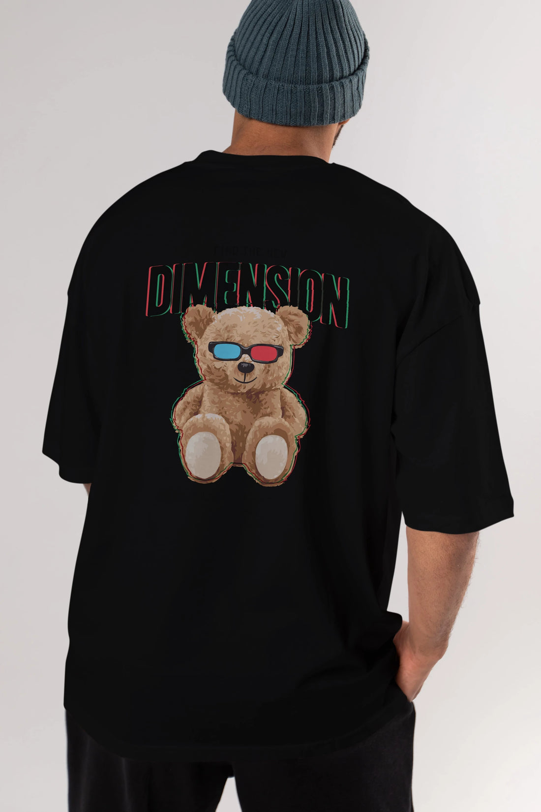 Teddy Bear Dimension Arka Baskılı Oversize t-shirt Erkek Kadın Unisex %100 Pamuk