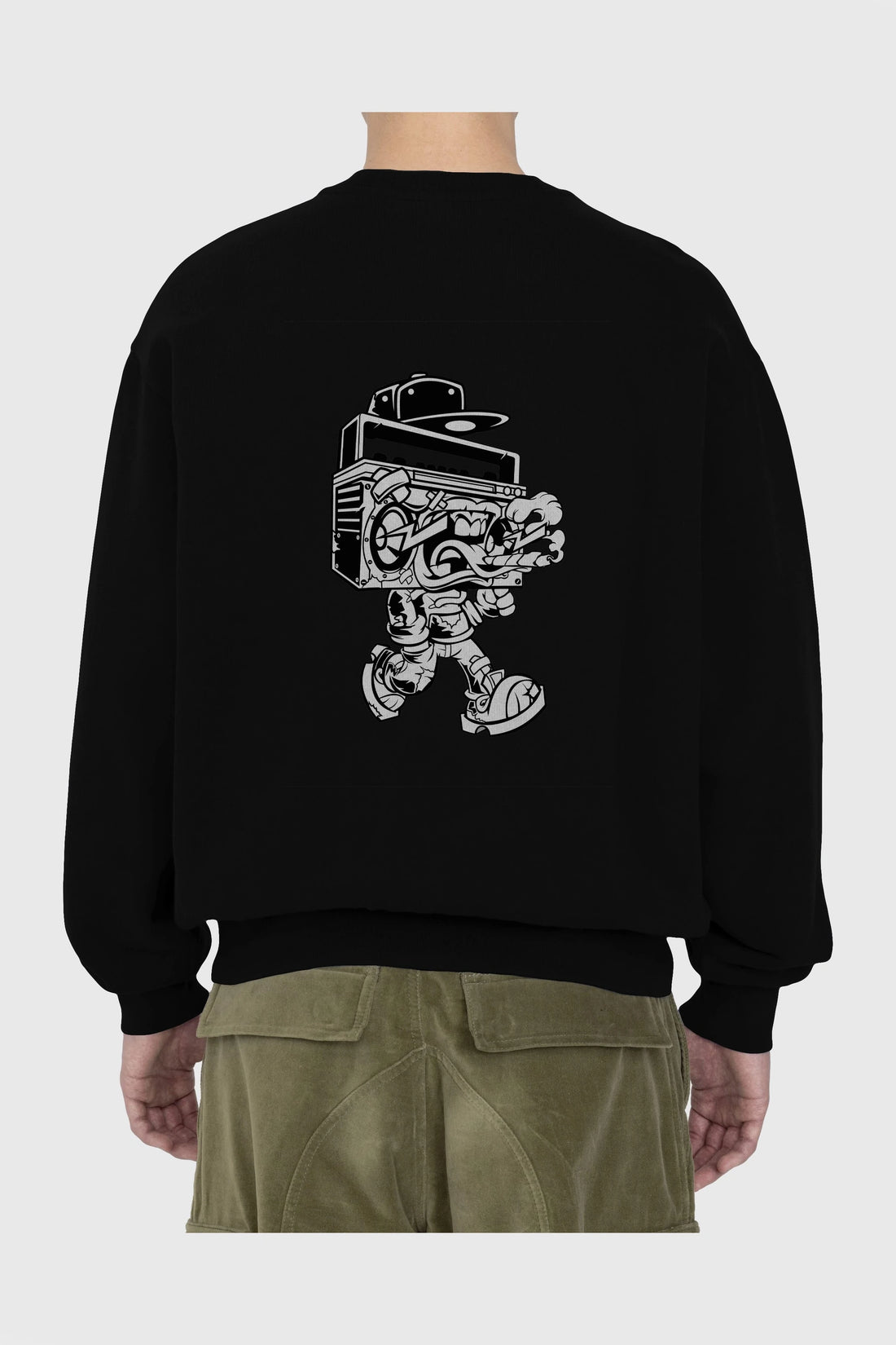 Boombox Arka Baskılı Oversize Sweatshirt Erkek Kadın Unisex