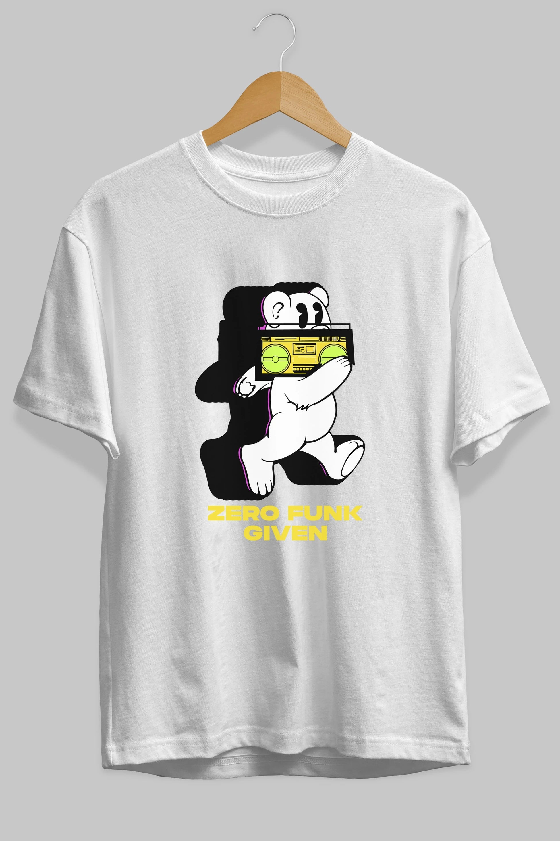 Zero Funk Given Bear Ön Baskılı Oversize t-shirt Erkek Kadın Unisex