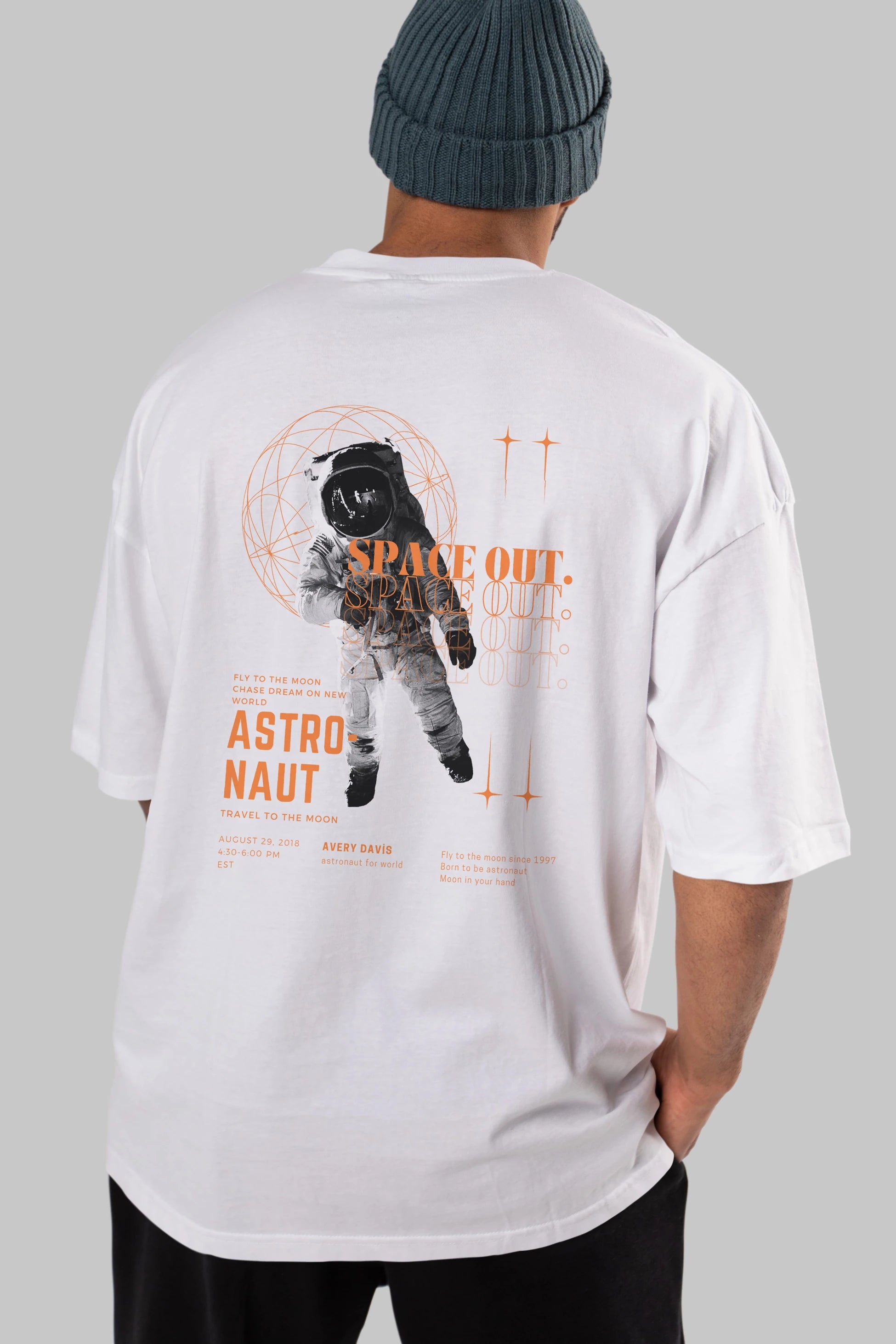 Astronaut Space Out Yazılı Arka Baskılı Oversize t-shirt Erkek Kadın Unisex