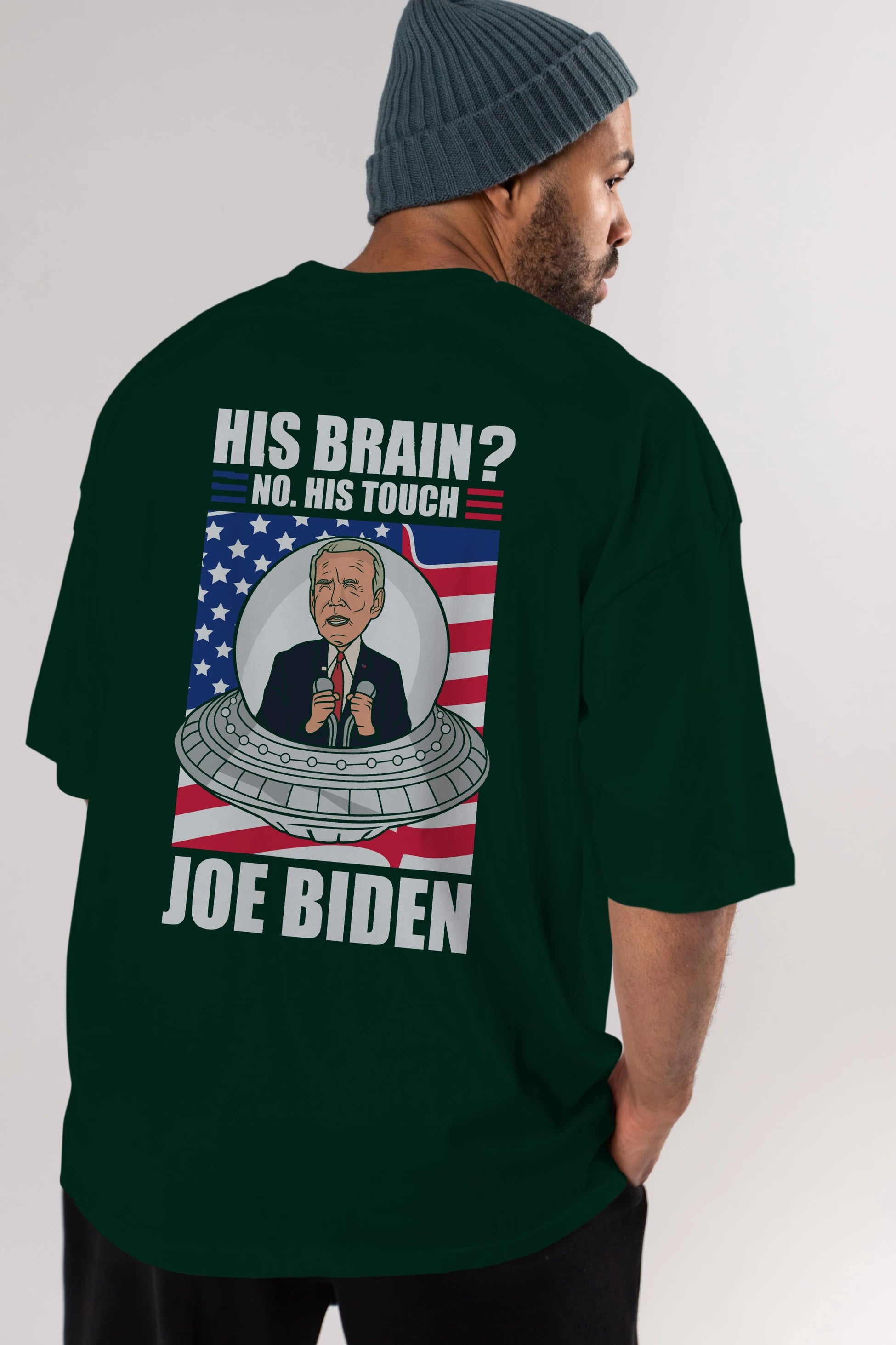 Alien Biden Arka Baskılı Oversize t-shirt Erkek Kadın Unisex %100 Pamuk tişort